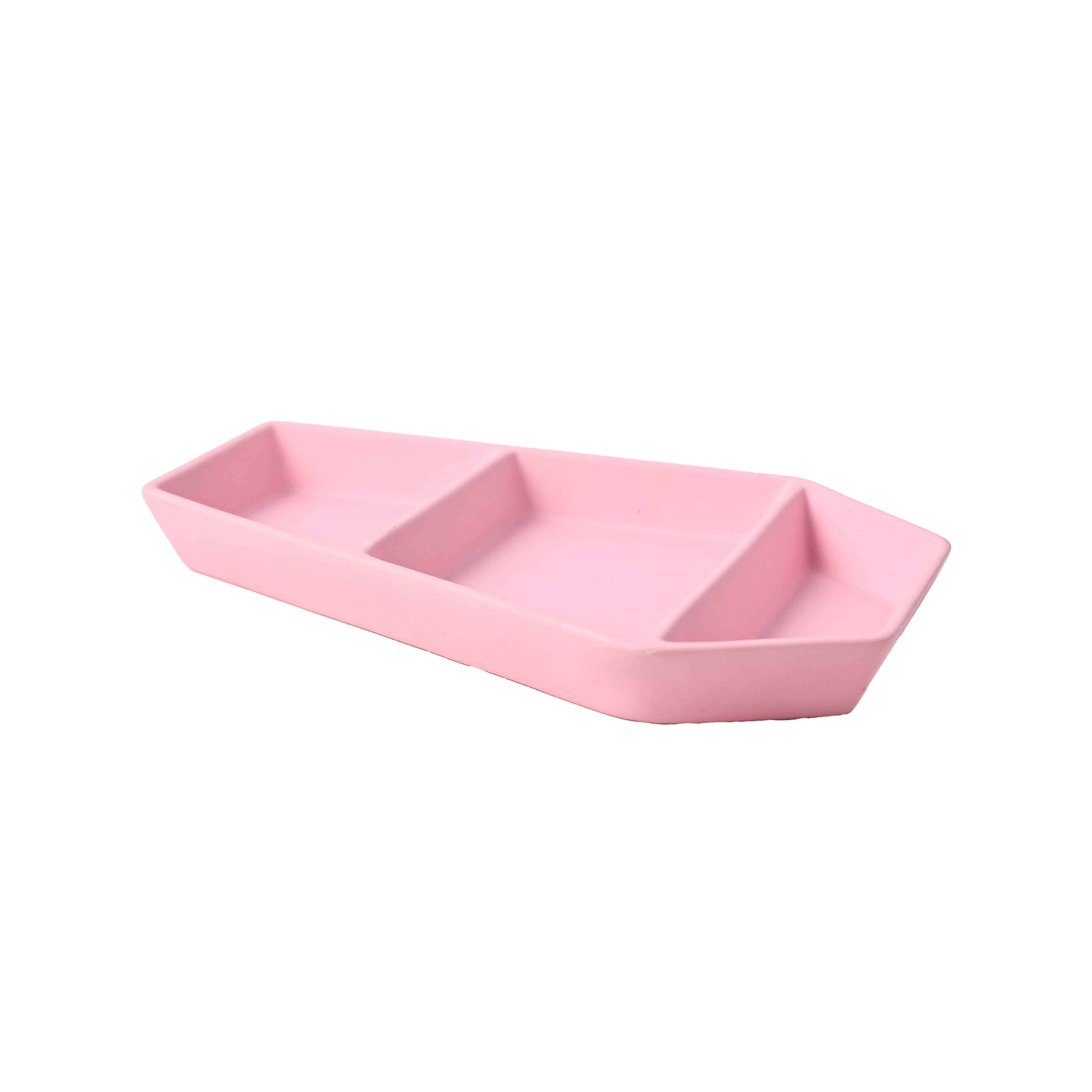 12" Pink Coffin 3-Section Ceramic Platter by Ashland®