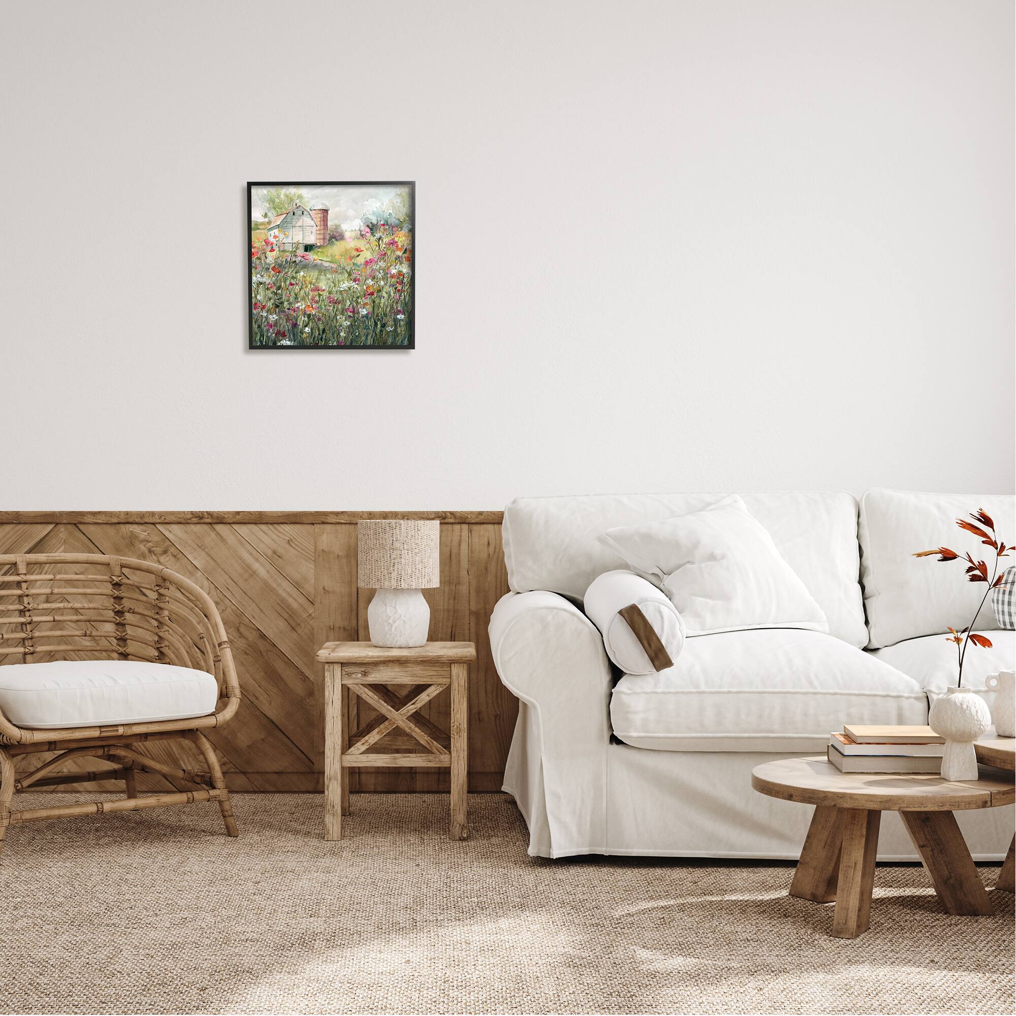 Stupell Industries Vibrant Flower Blossoms Rural Barn Framed Giclee Art