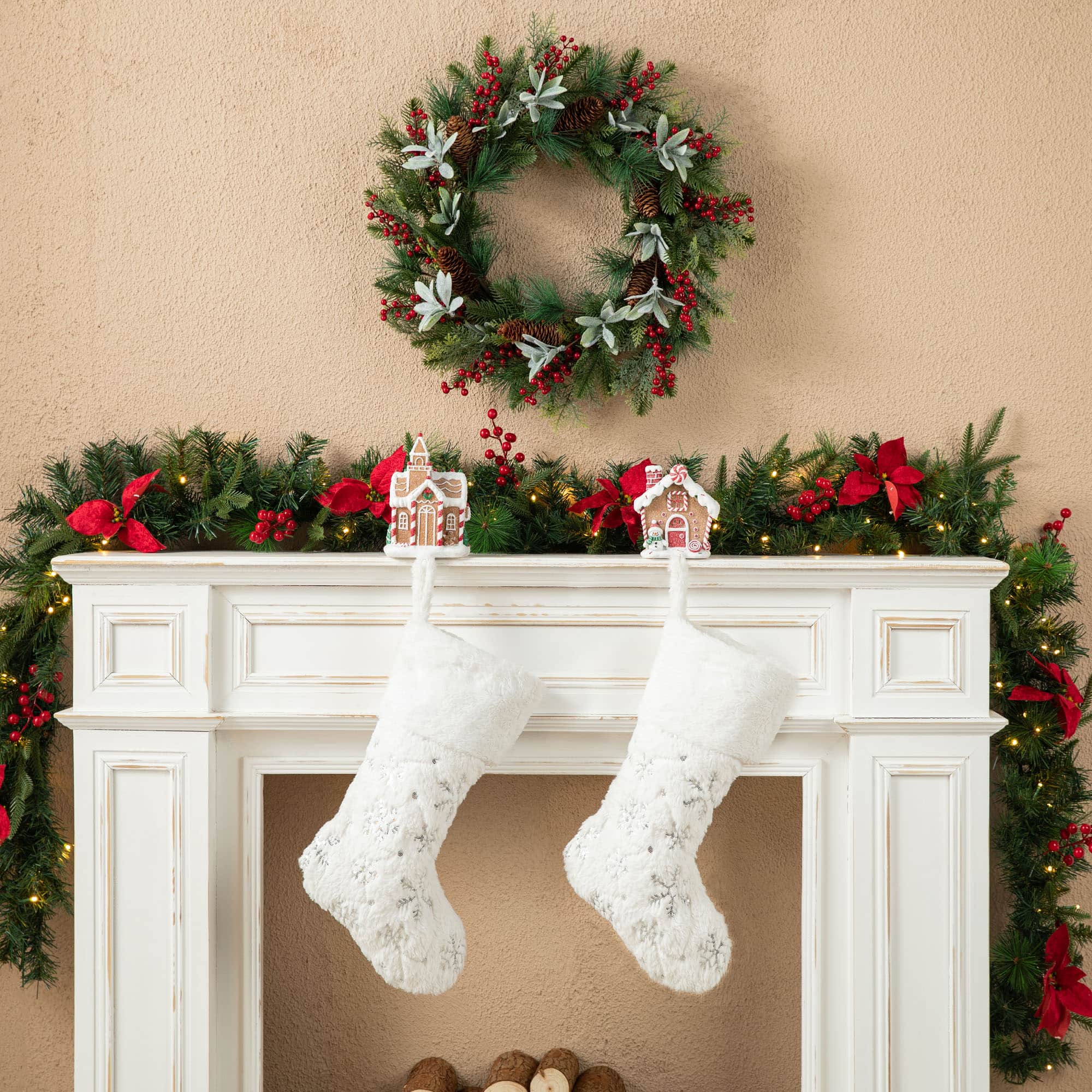 Glitzhome® Gingerbread House Stocking Holder Set