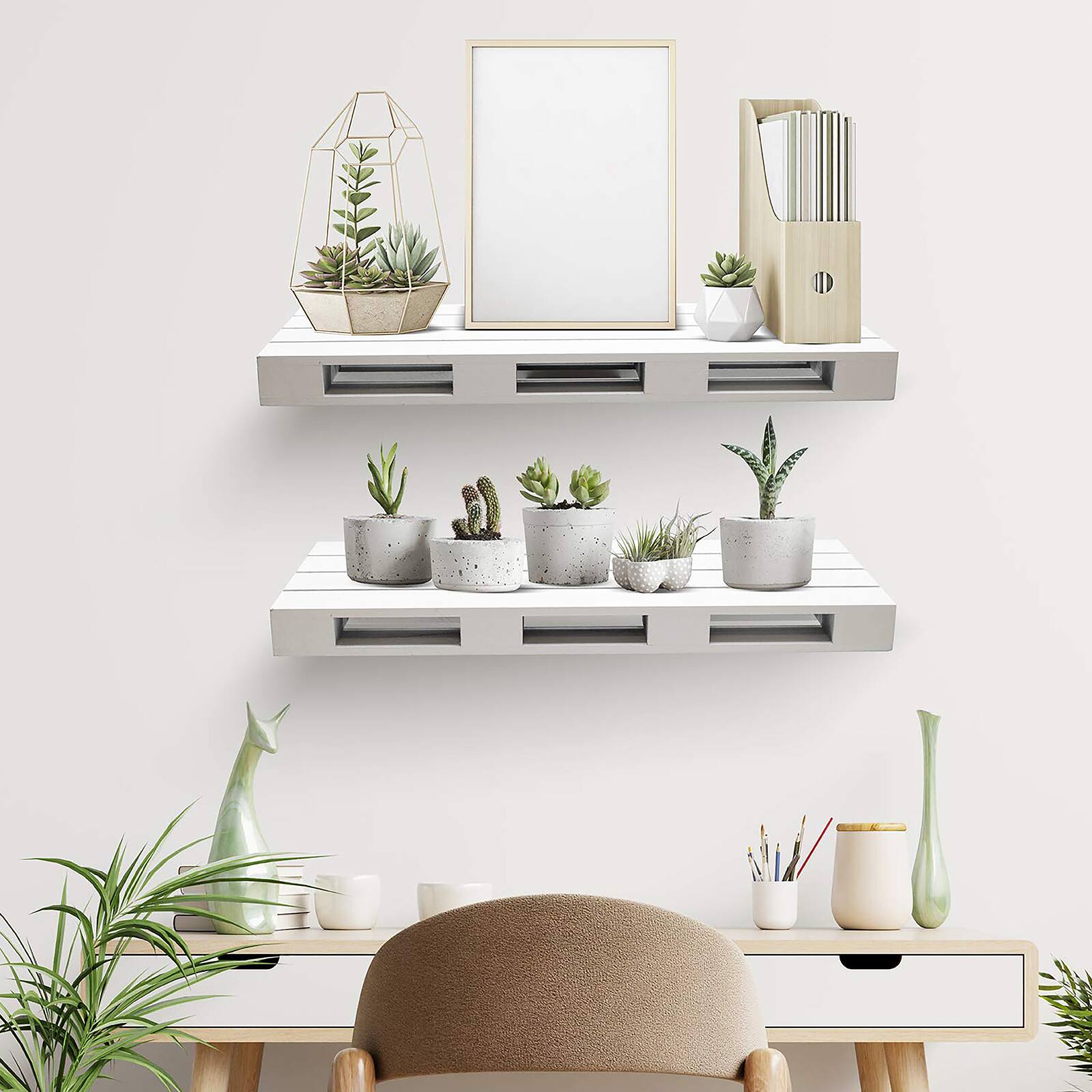 Sorbus Gray Wood Pallet Style Floating Shelf, 2ct.