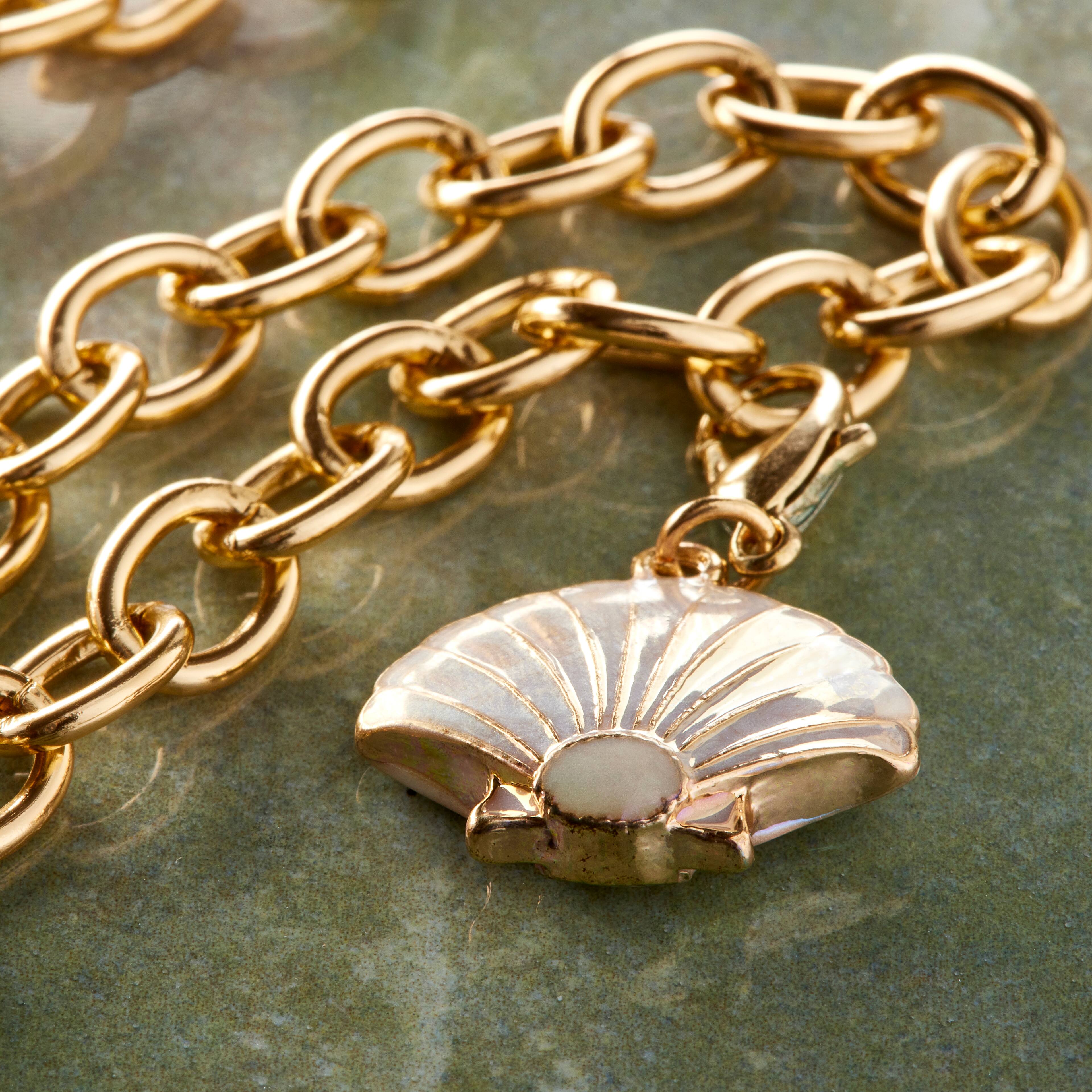 12 Pack: Charmalong&#x2122; White Gold Shell Charm by Bead Landing&#x2122;