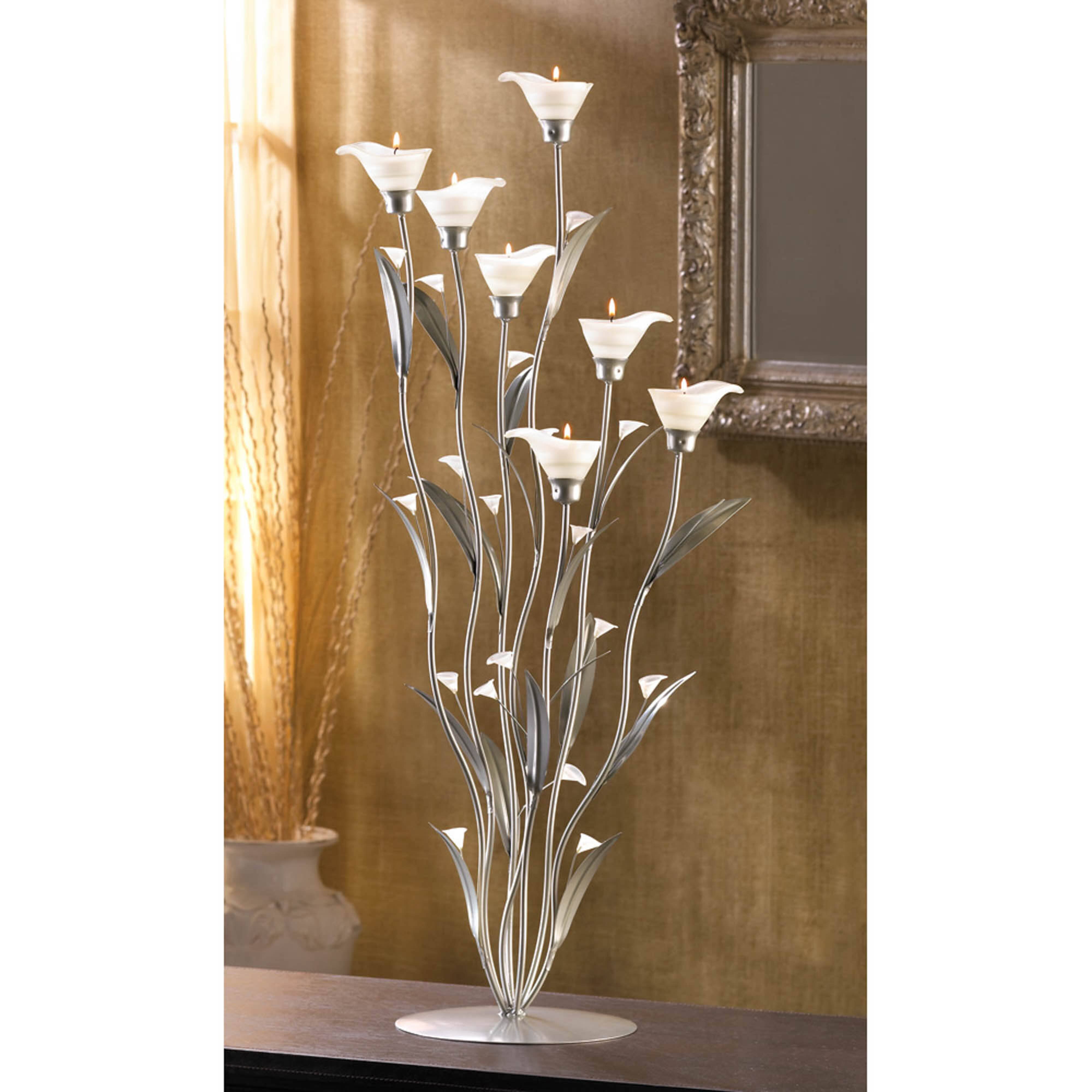 32" Silver Calla Lily Candle Holder