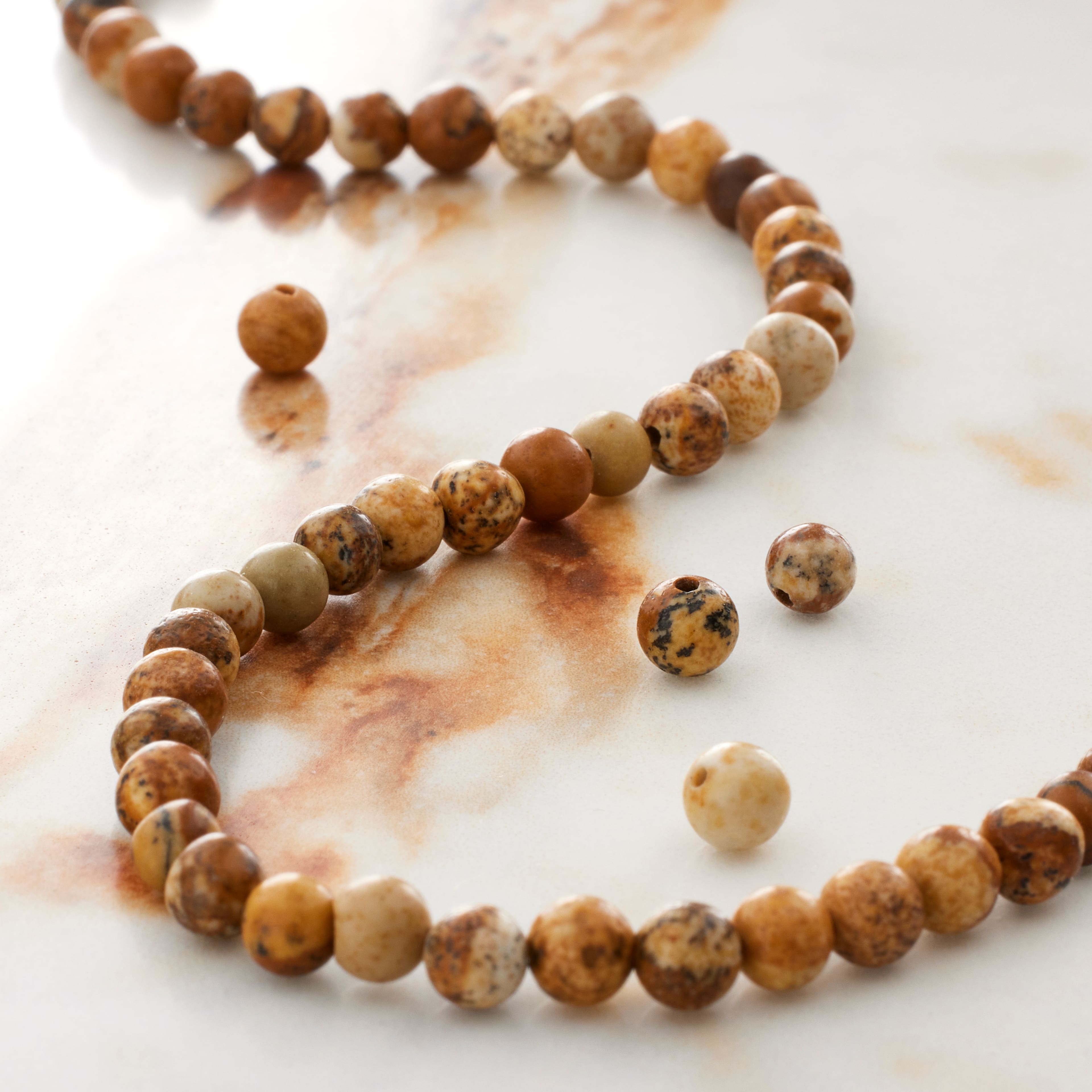 Brown Picture Jasper Round Beads by Bead Landing&#x2122;
