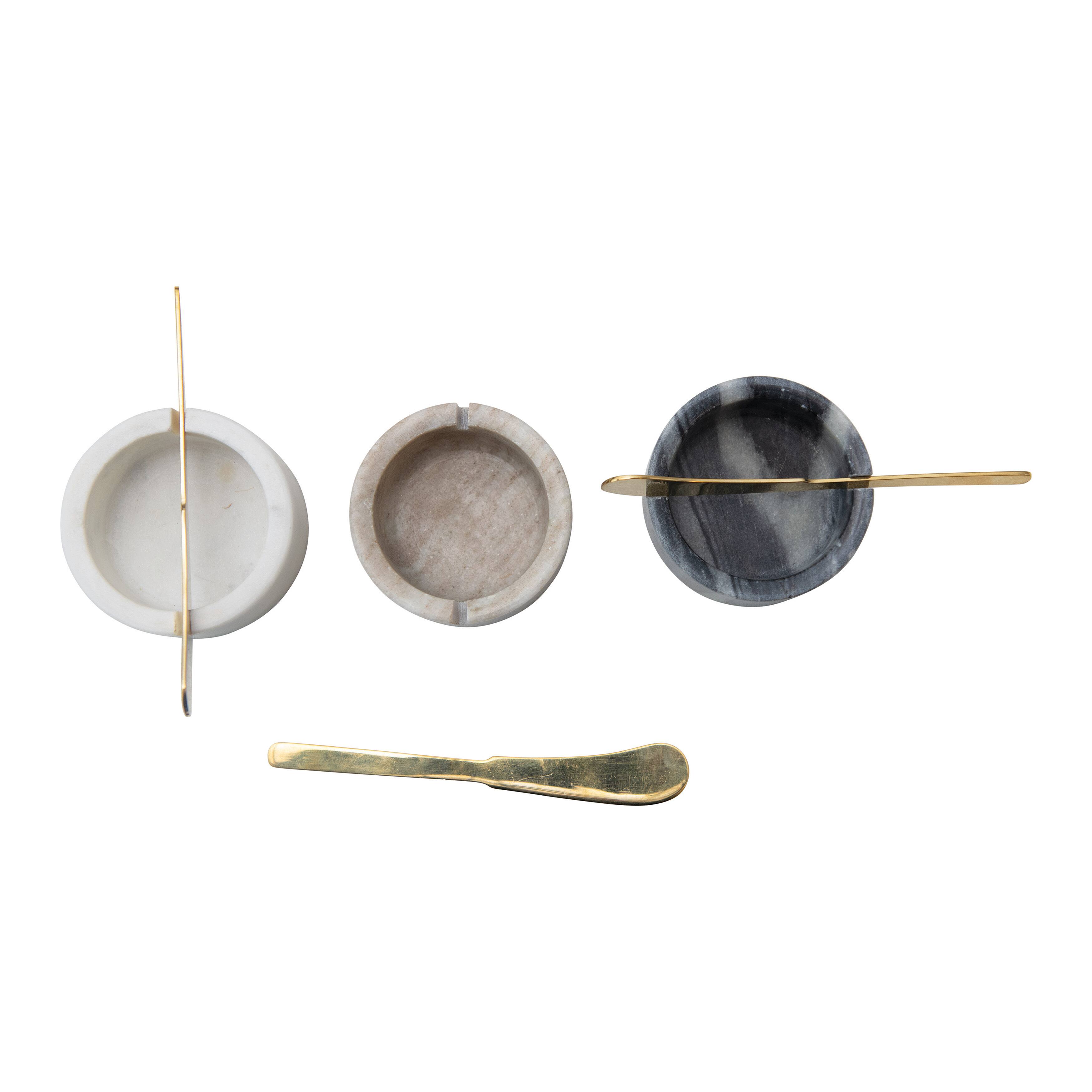 Hello Honey&#xAE; 1.5&#x22; Salt &#x26; Pepper Marble Pinch Bowls with Metal Knifes