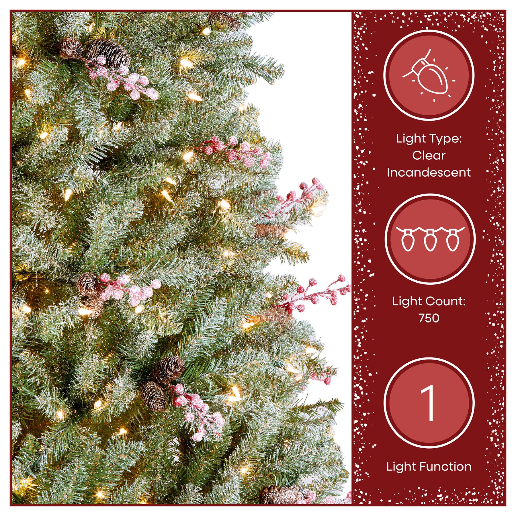 7.5ft. Pre-Lit Snowy Dunhill® Fir Artificial Christmas Tree, Clear Lights