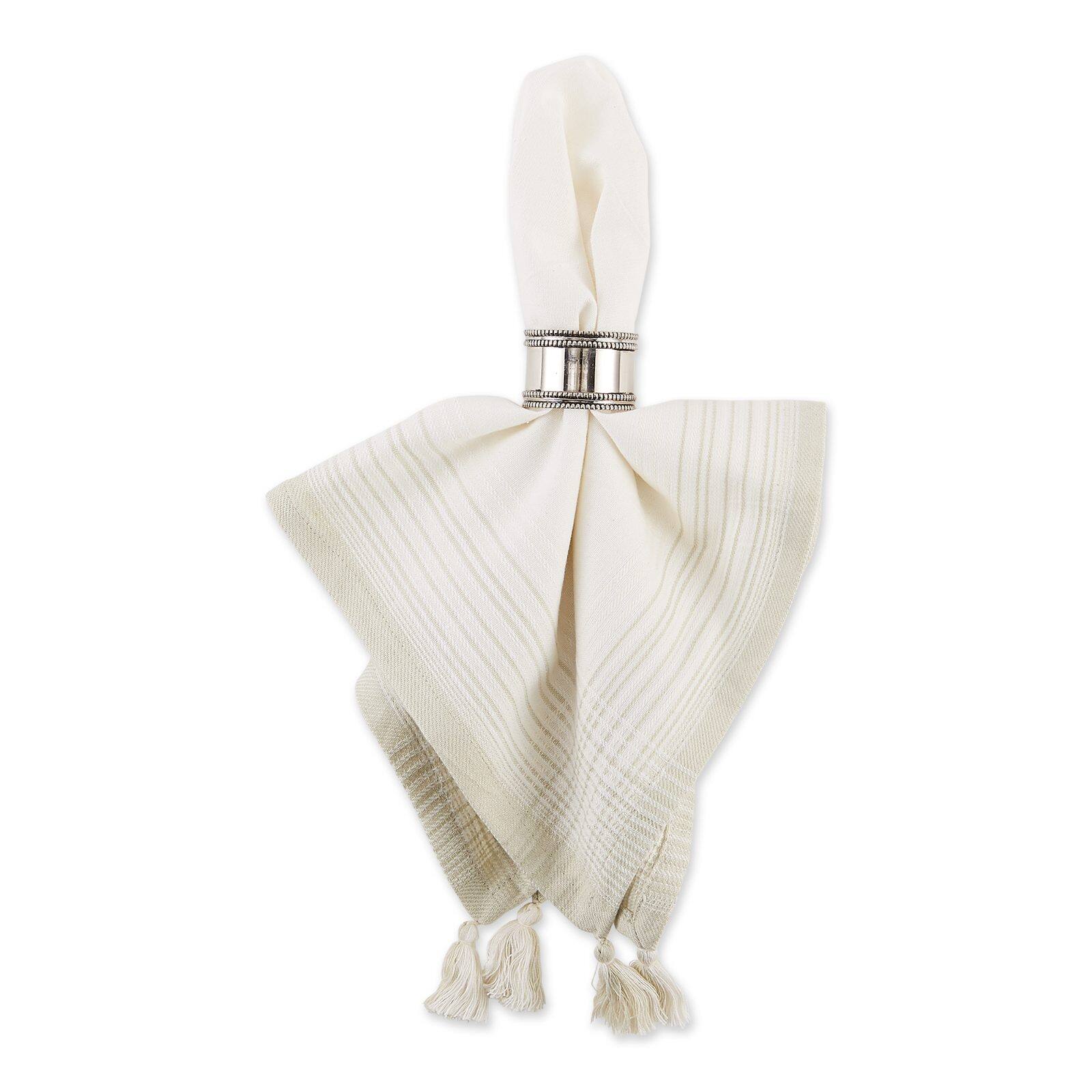 DII® Natural Variegated Stripe with Tassel Cloth Dinner Napkins, 6ct.