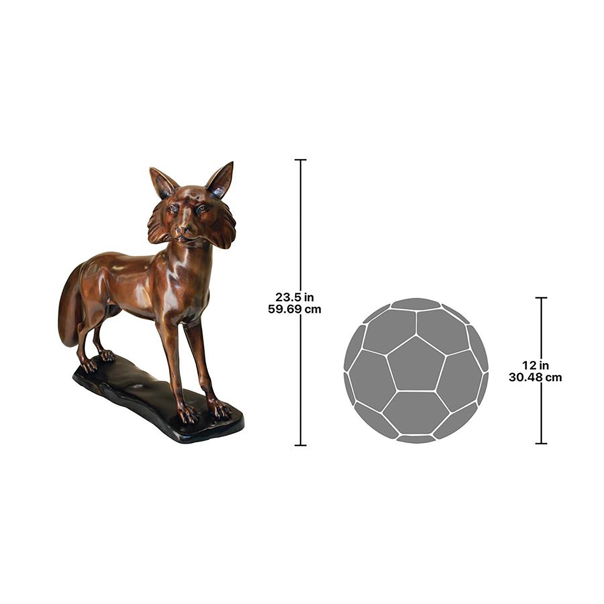 Design Toscano 24&#x22; Cast Bronze Wary Standing Fox Garden Statue