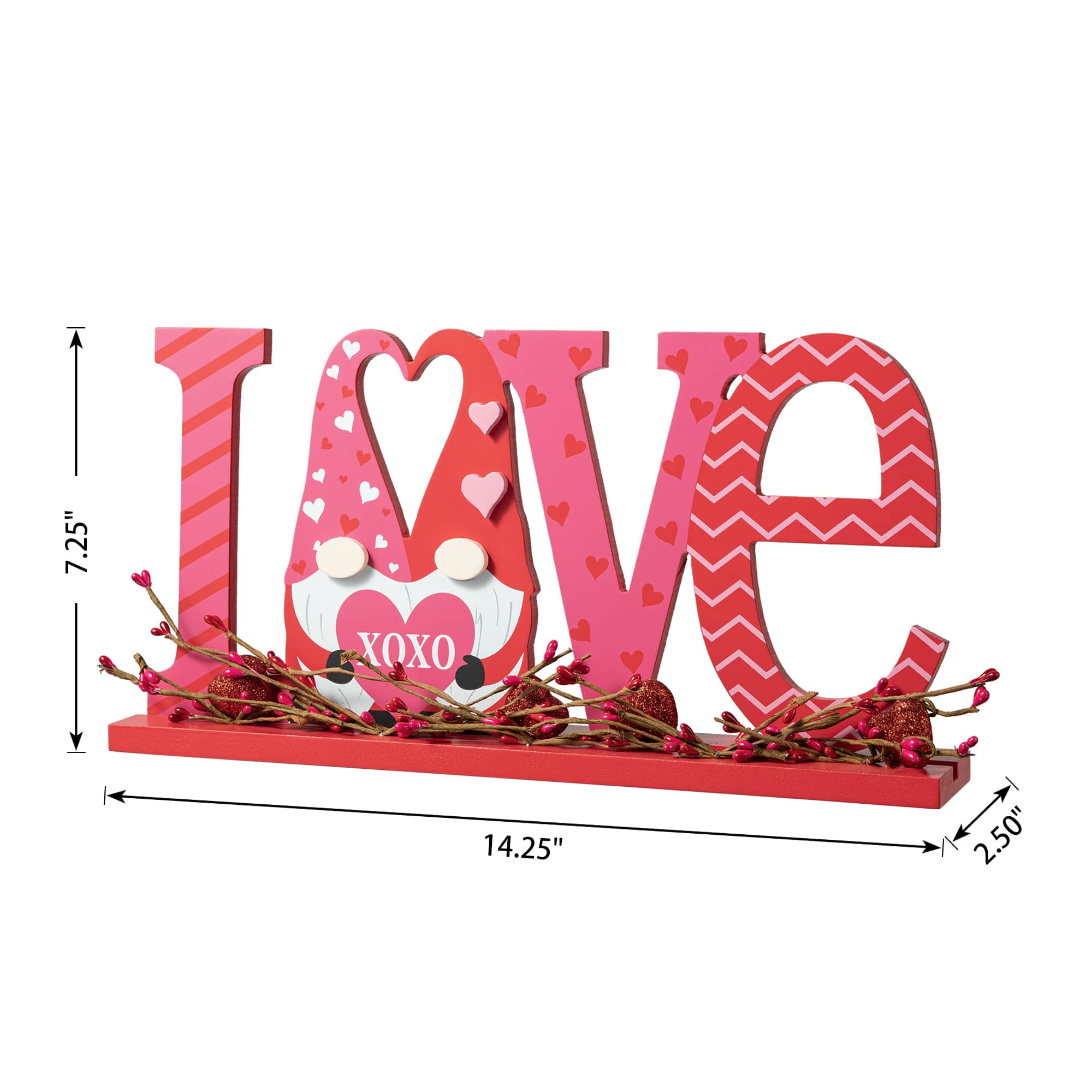 Glitzhome&#xAE; 14.25&#x22; Valentine&#x27;s LOVE Wooden Gnome Table Decor