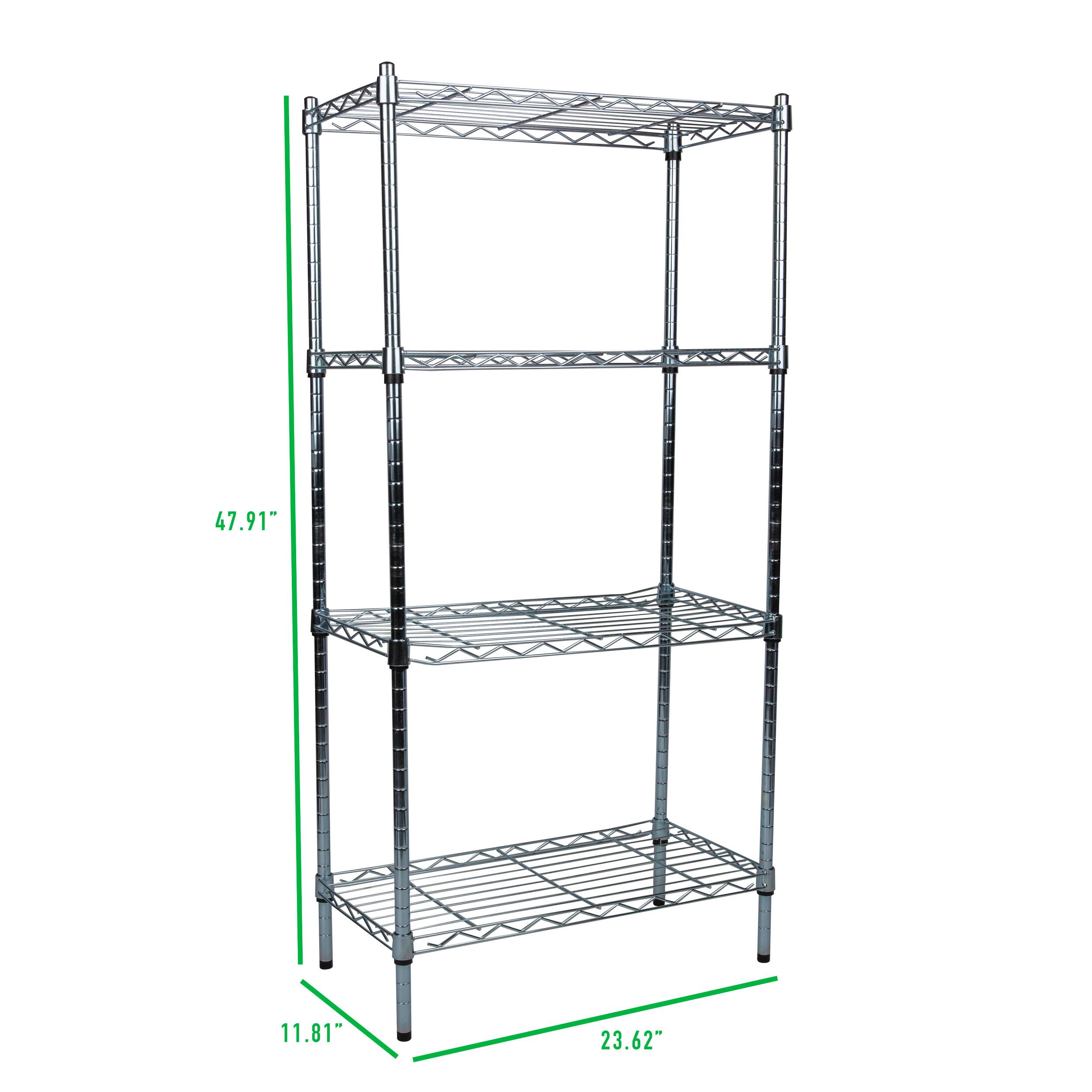 Mind Reader Alloy Collection Silver Adjustable 4-Tier Industrial Metal Storage Shelf