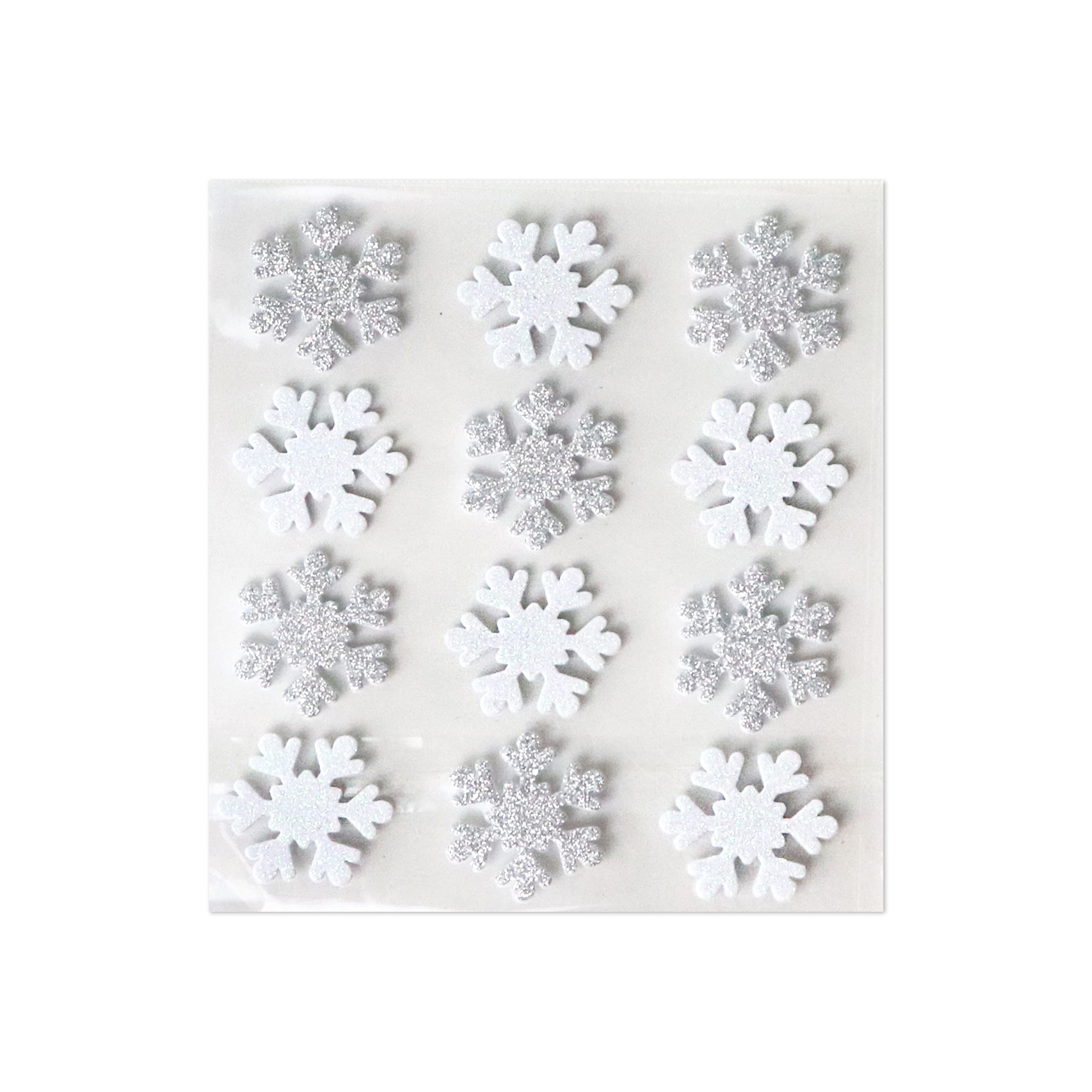 White &#x26; Silver Glitter Snowflake Dimensional Stickers by Recollections&#x2122;