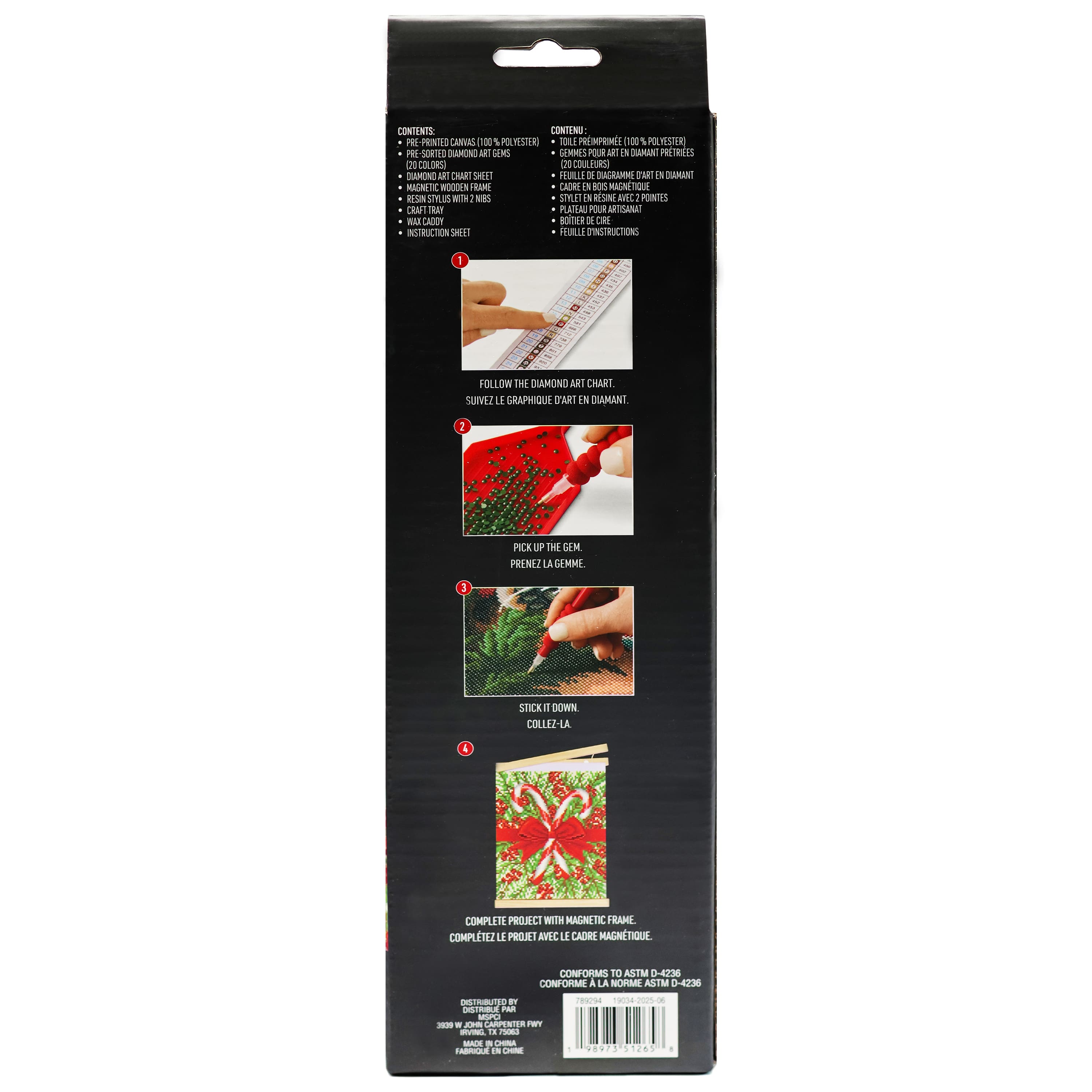 8&#x22; x 10&#x22; Candy Cane Diamond Art Kit with Frame by Make Market&#xAE;