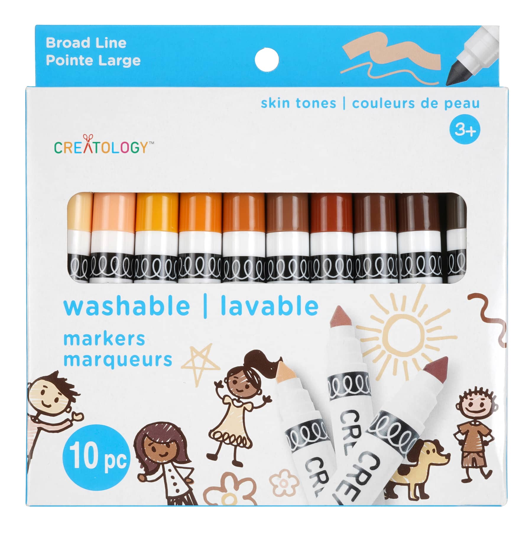 12 Packs: 10 ct. (120 total) Skin Tone Broad Line Washable Marker Set by  Creatology®