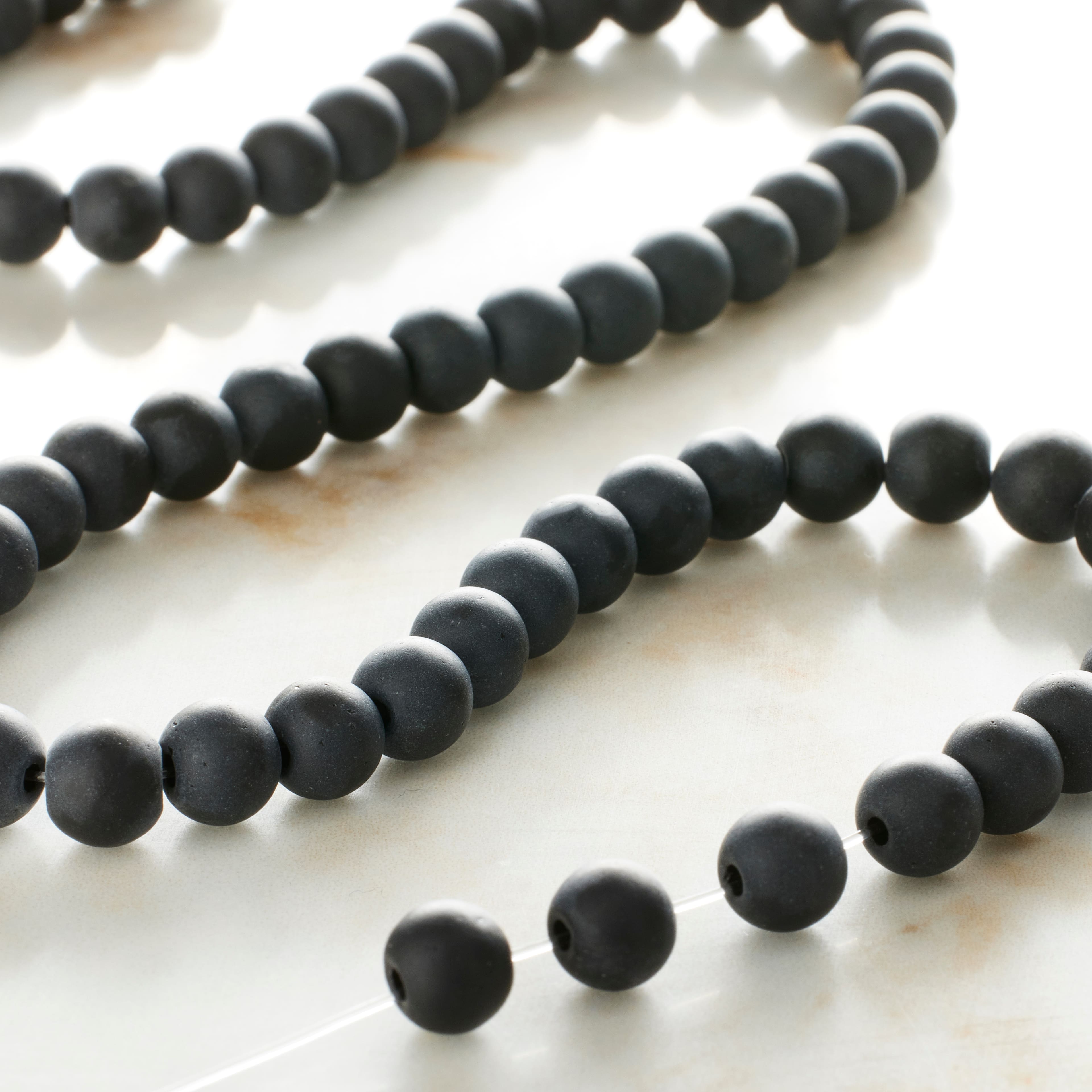 9 Pack: Jet Black Glass Round Beads, 6mm by Bead Landing&#x2122;