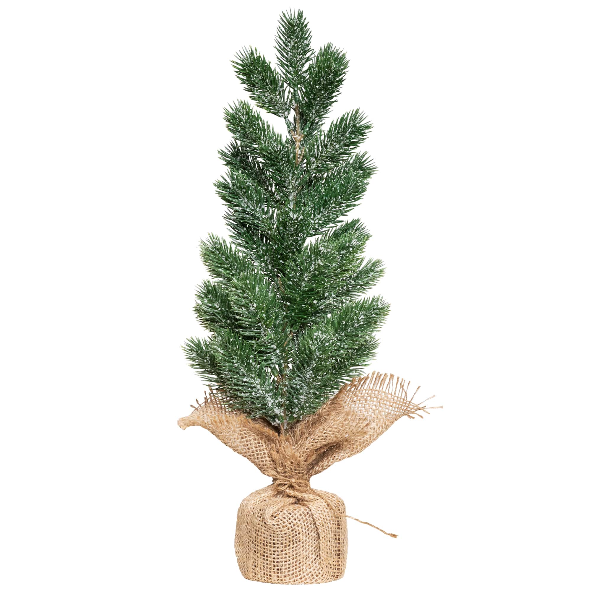 17.5" Unlit Frosted Pine Christmas Tree in Burlap Base