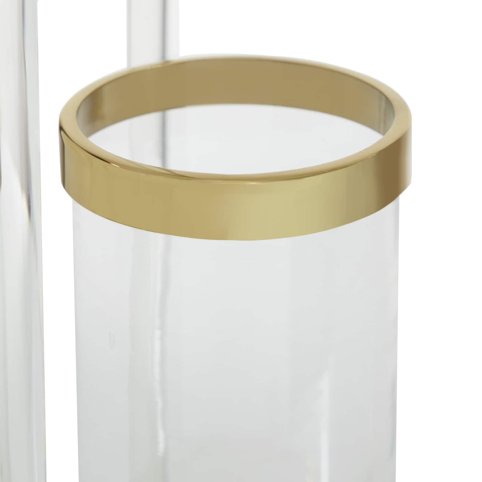 Gold Stainless Steel Contemporary Lantern, 23" x 11" x 11"