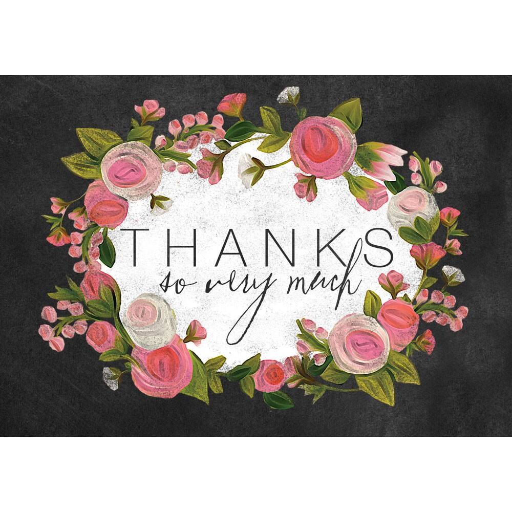 JAM Paper Blank Rosy Floral Design Thank You Cards Set, 36ct.