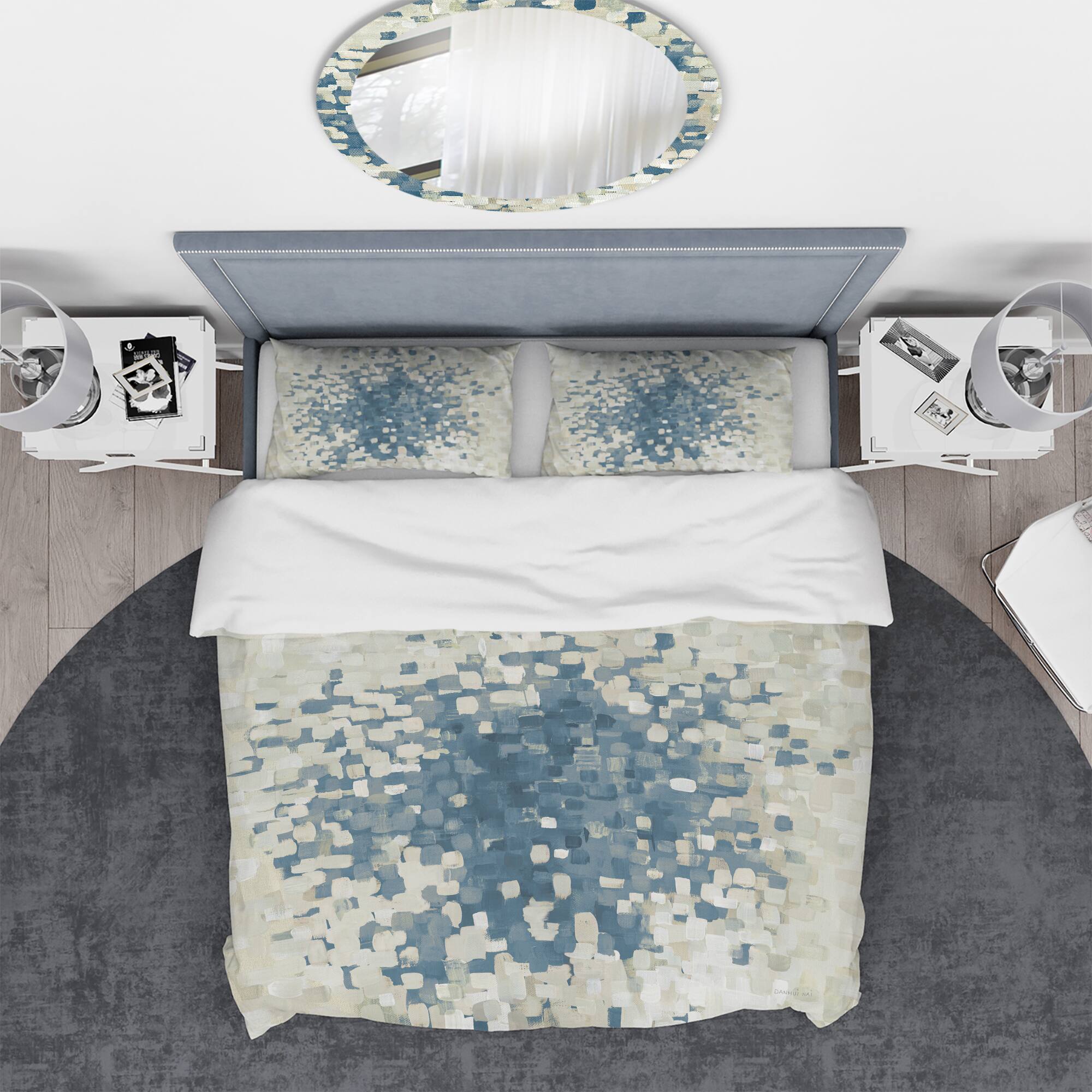 Designart &#x27;Geometric Blue Spots&#x27; Geometric Bedding Set - Duvet Cover &#x26; Shams