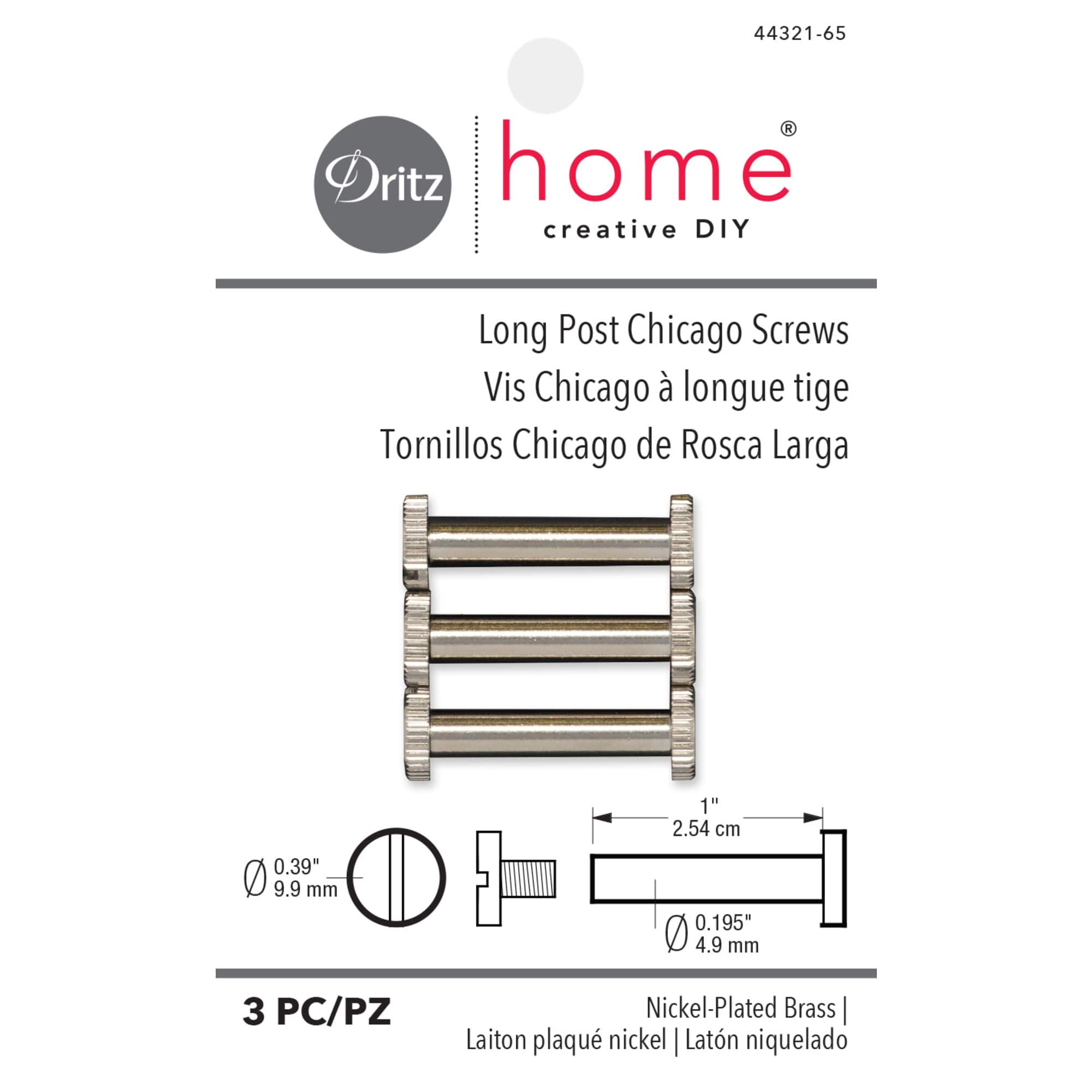 Dritz® Home Nickel Long Post Chicago Screws for Binding, 3ct.