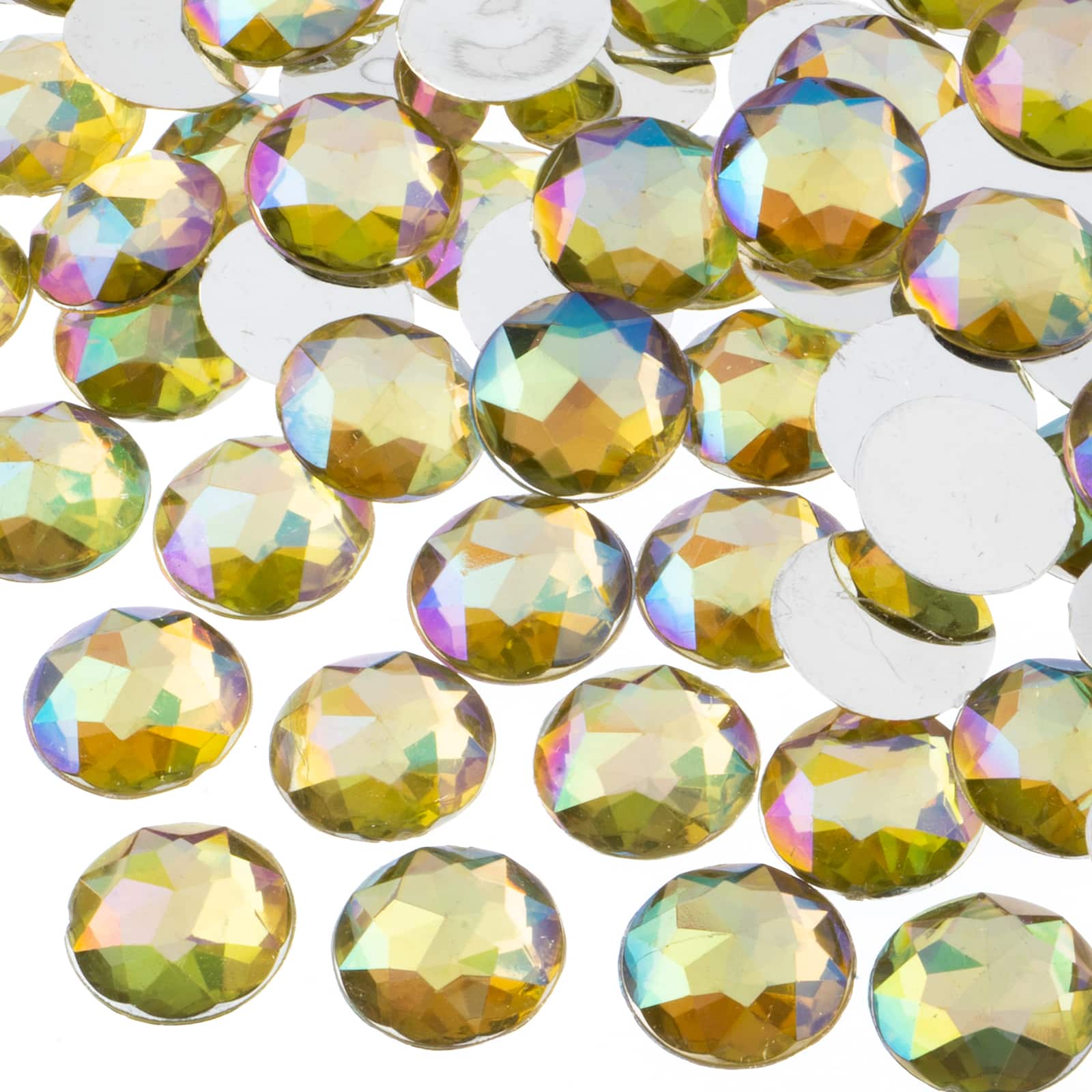John Bead 16mm AB Acrylic Round Flat Back Rhinestones, 200ct.