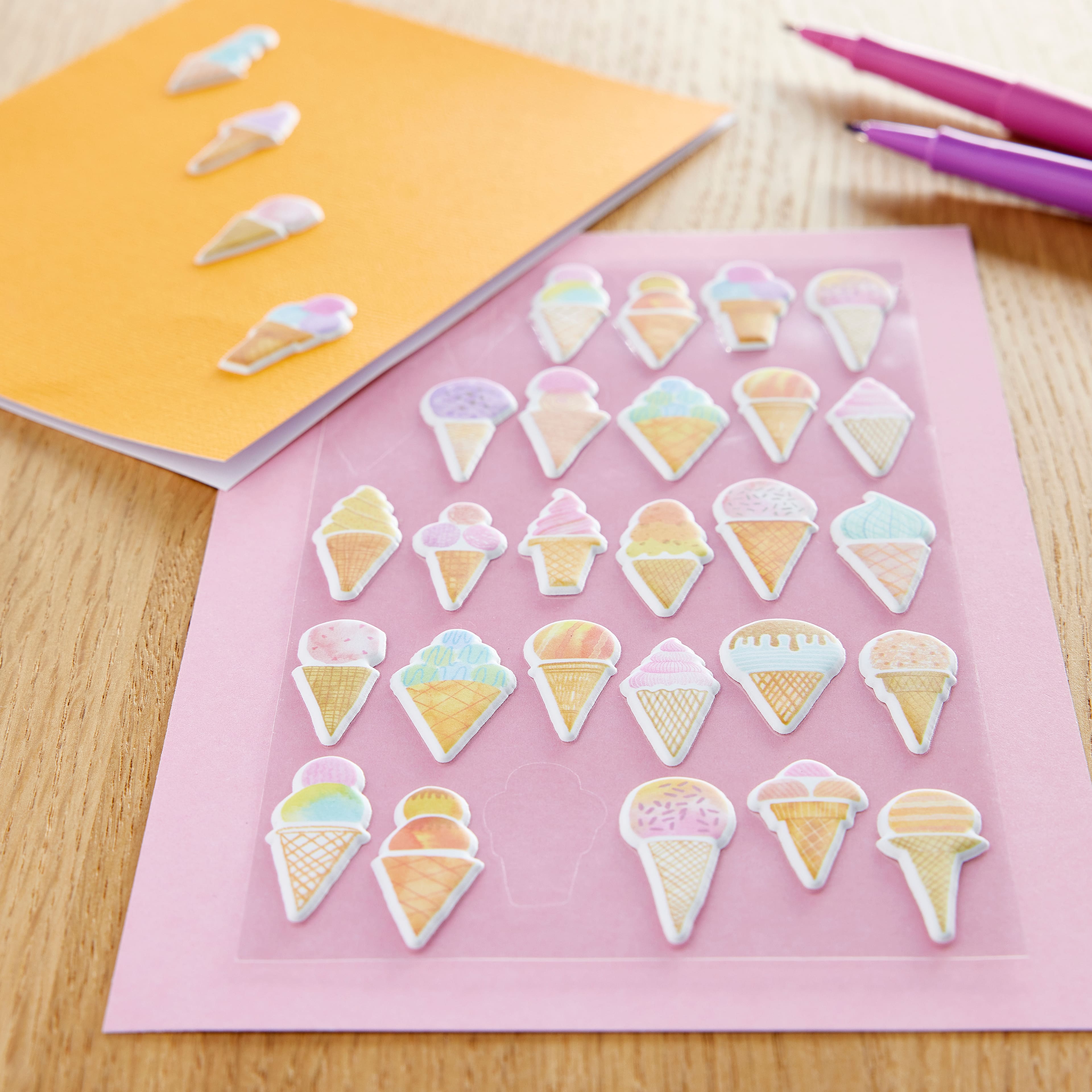 12 Pack: Ice Cream Cones Puffy Stickers by Recollections™