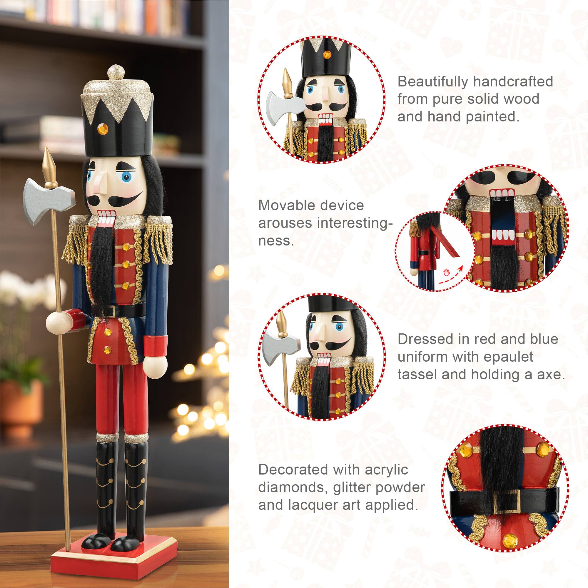 Glitzhome&#xAE; 24&#x22; Wooden Christmas Soldier Nutcracker
