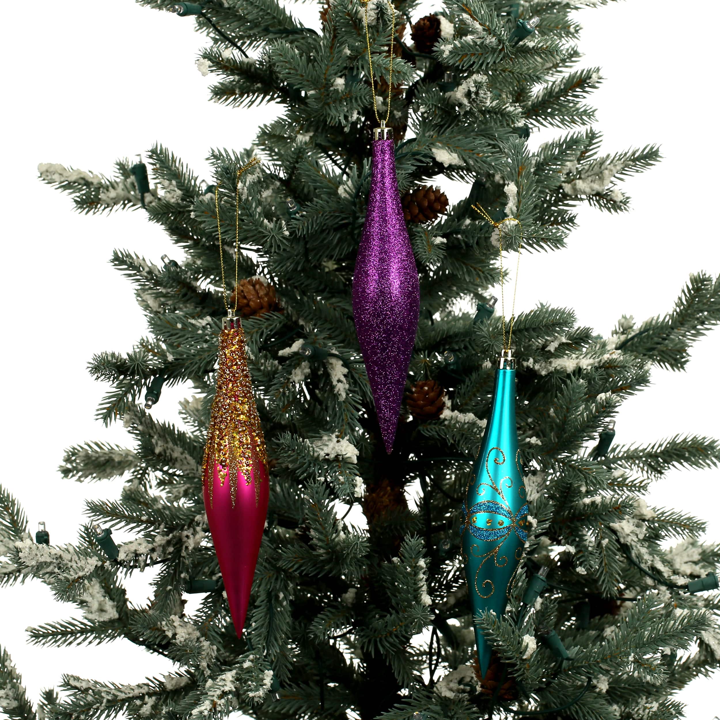 6 Pack 7.7&#x22; Jewels &#x26; Jolly Shatterproof Teardrop Ornaments by Ashland&#xAE;
