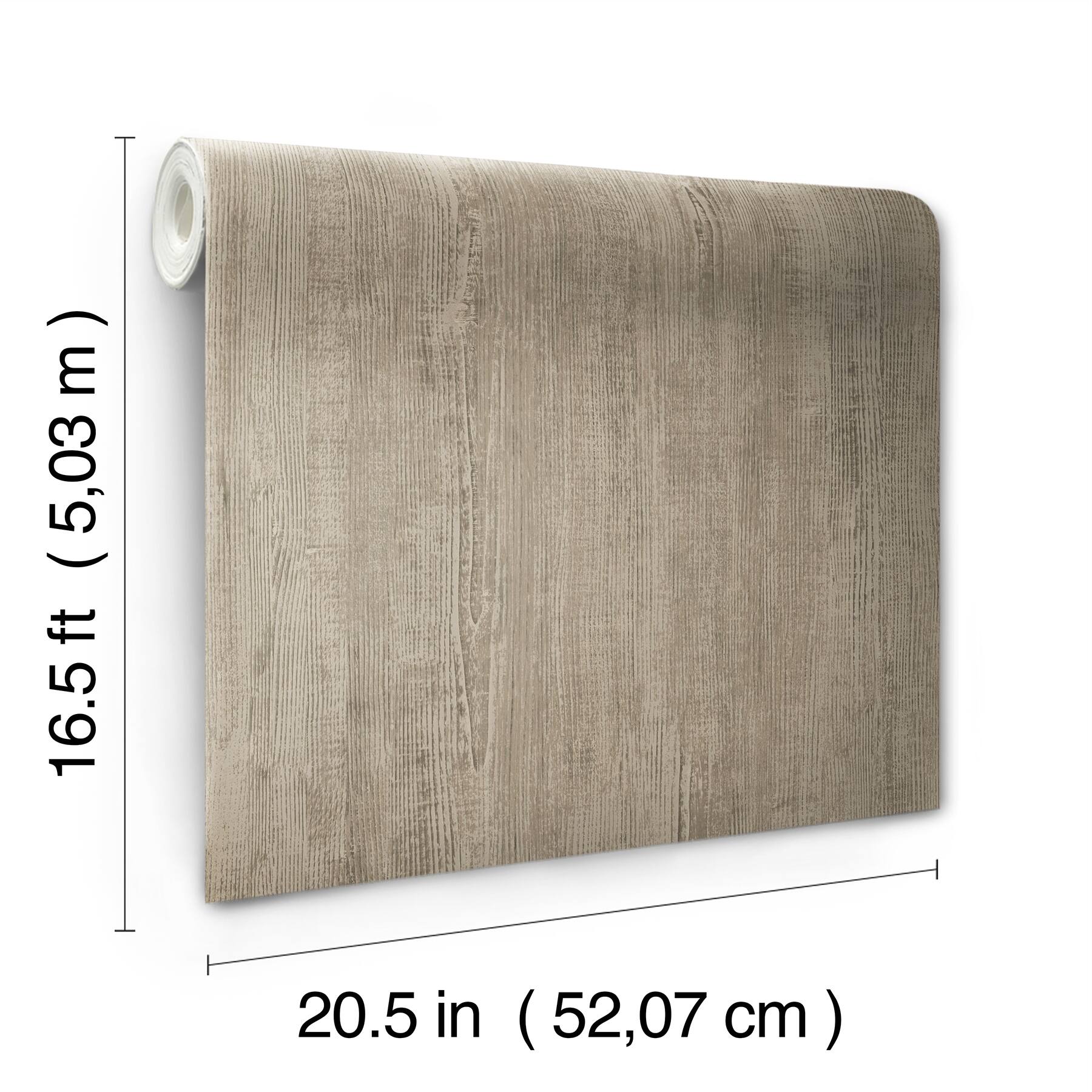 RoomMates Taupe Dimensional Natural Wood Peel &#x26; Stick Wallpaper