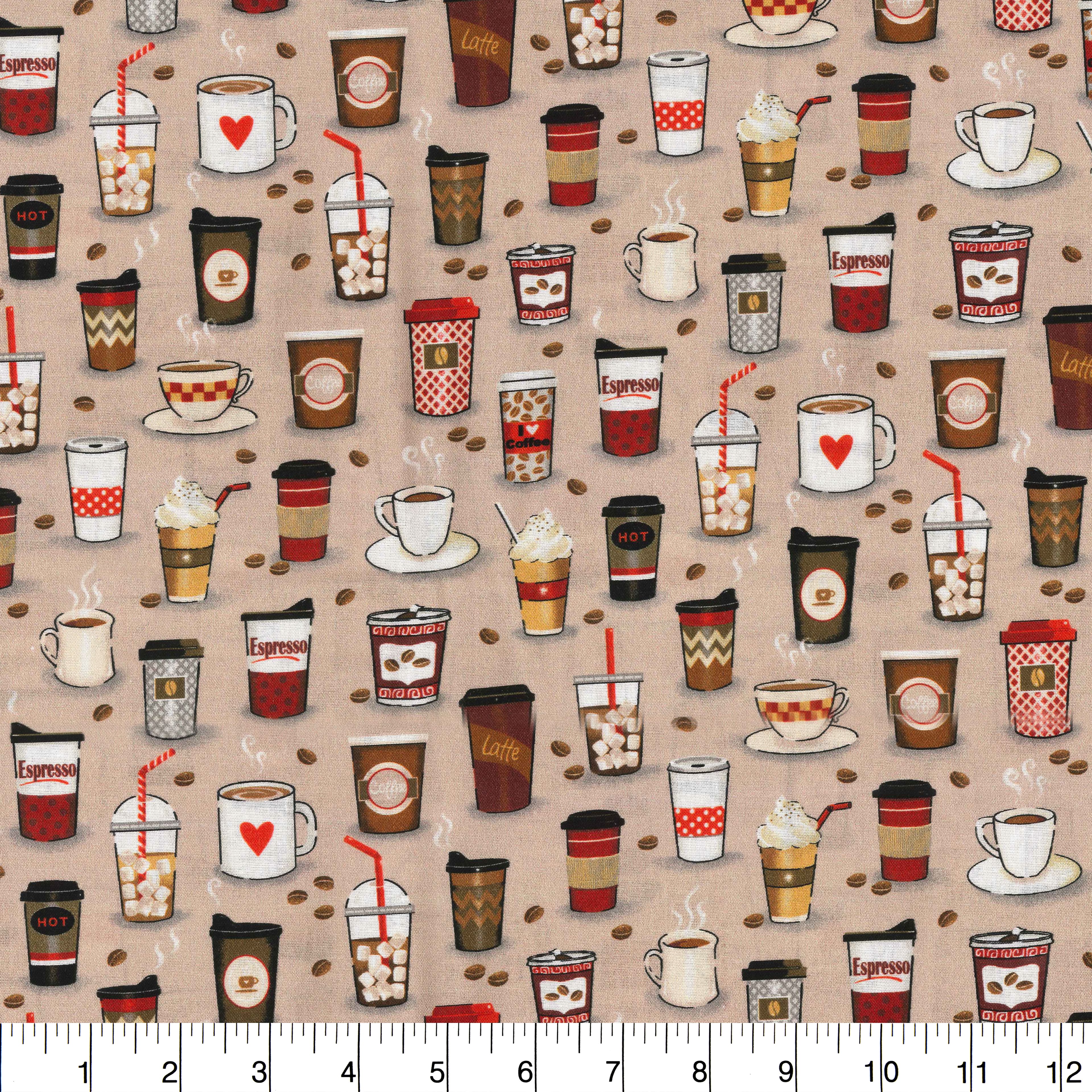 Fabric Traditions Coffee Cups Cotton Fabric