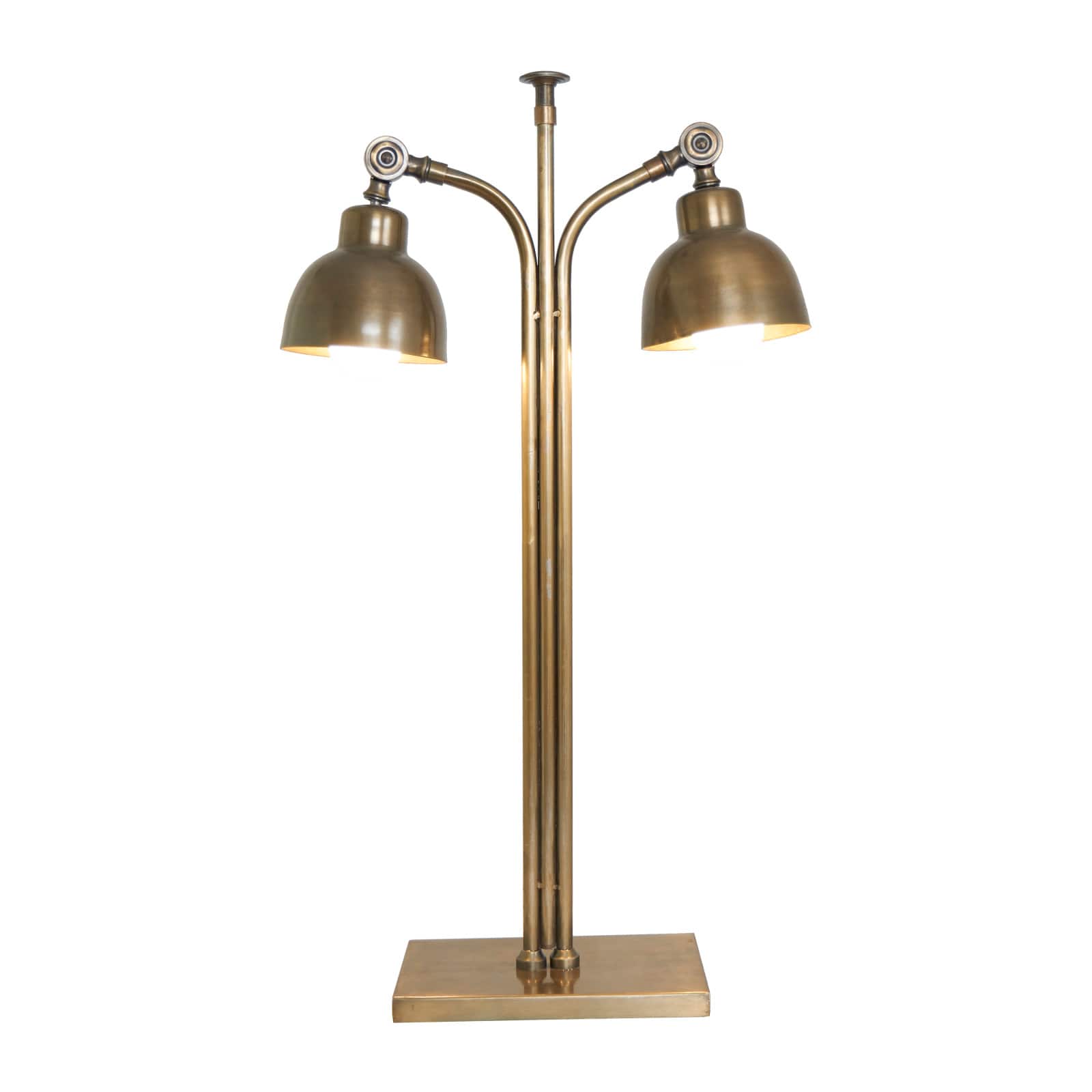 2ft. Brass Stainless Steel Desk Lamp with Double Shades