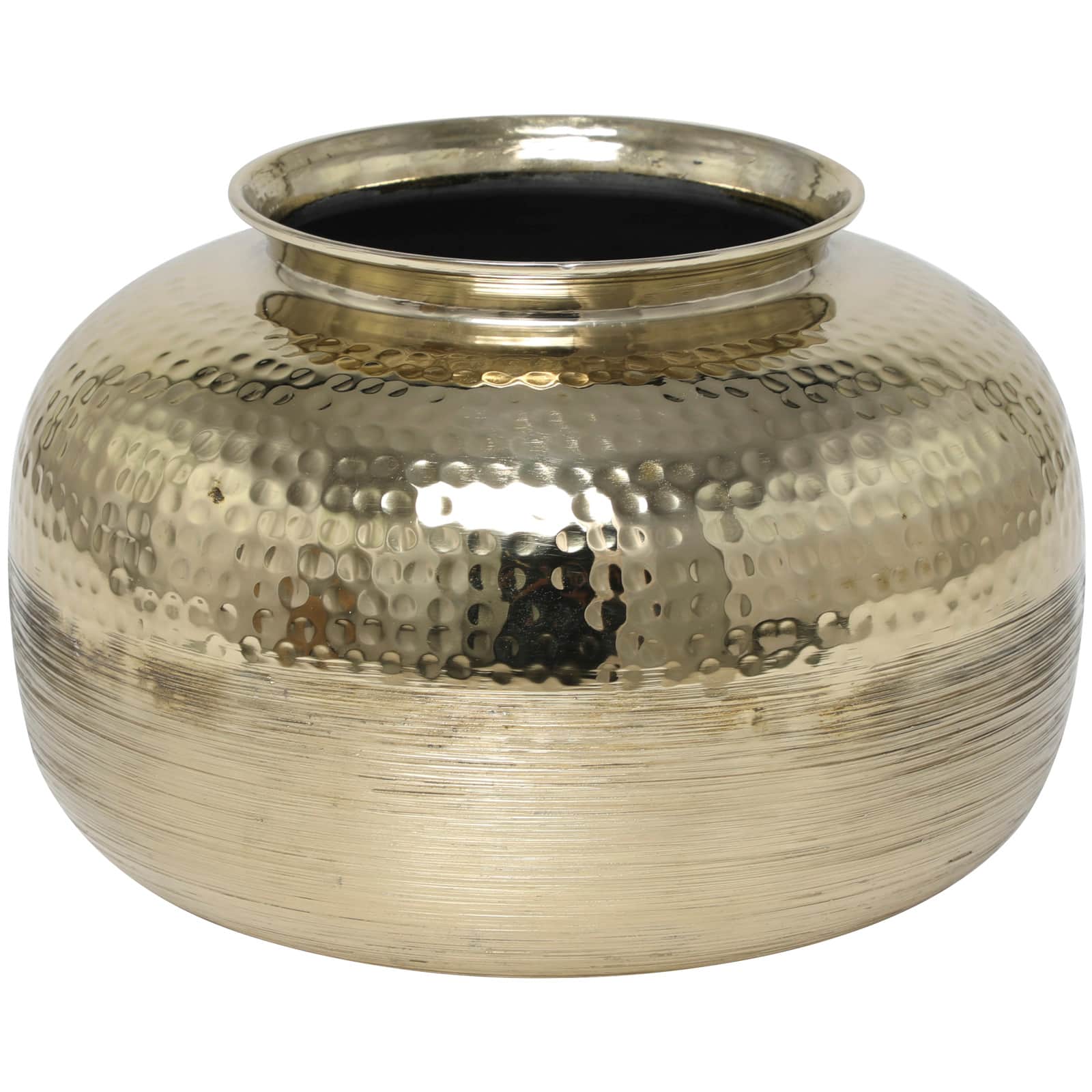 8&#x22; Gold Aluminum Brushed Vase with Hammered Top