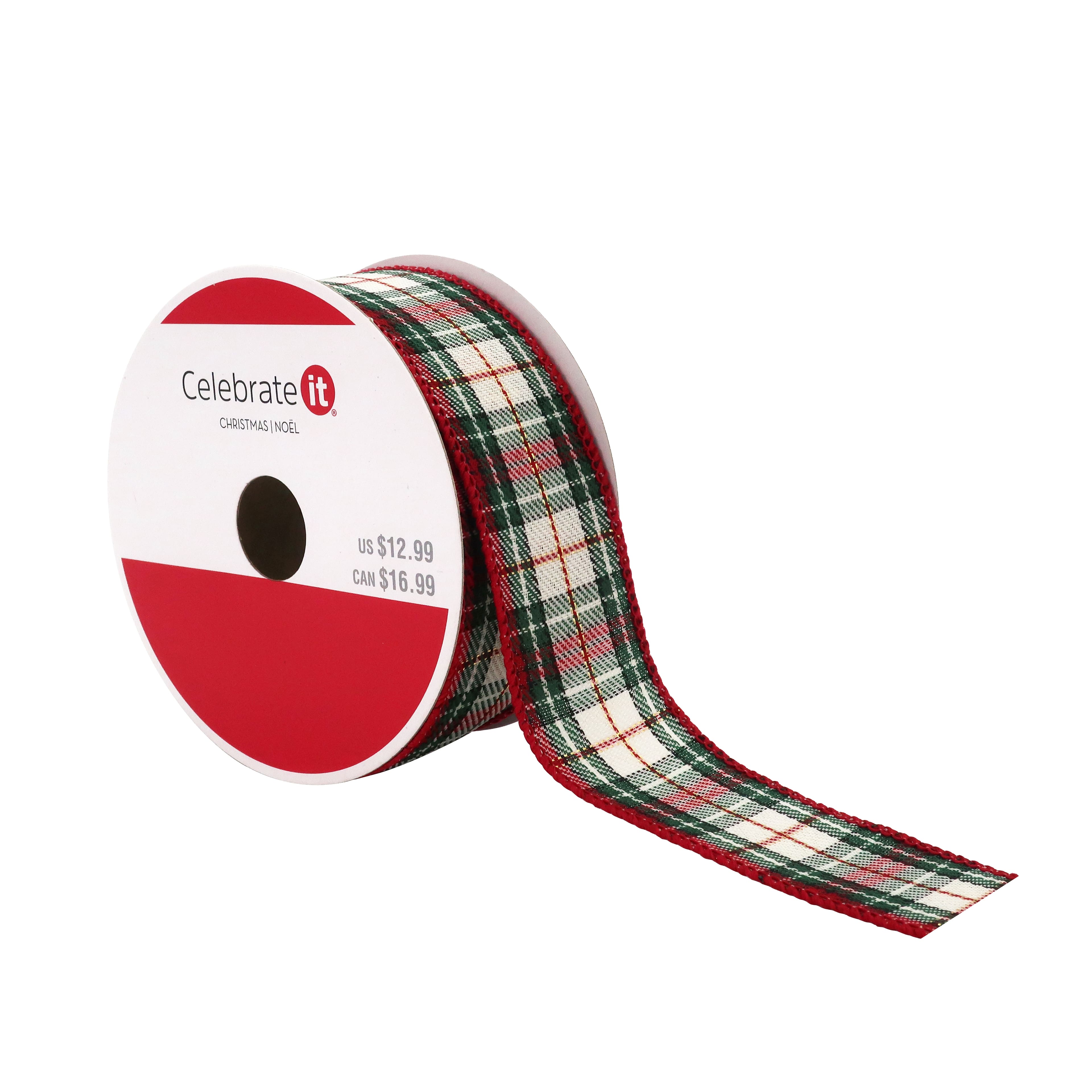 1.5&#x22; x 30ft. Green &#x26; Red Wired Plaid Ribbon by Celebrate It&#xAE; Christmas