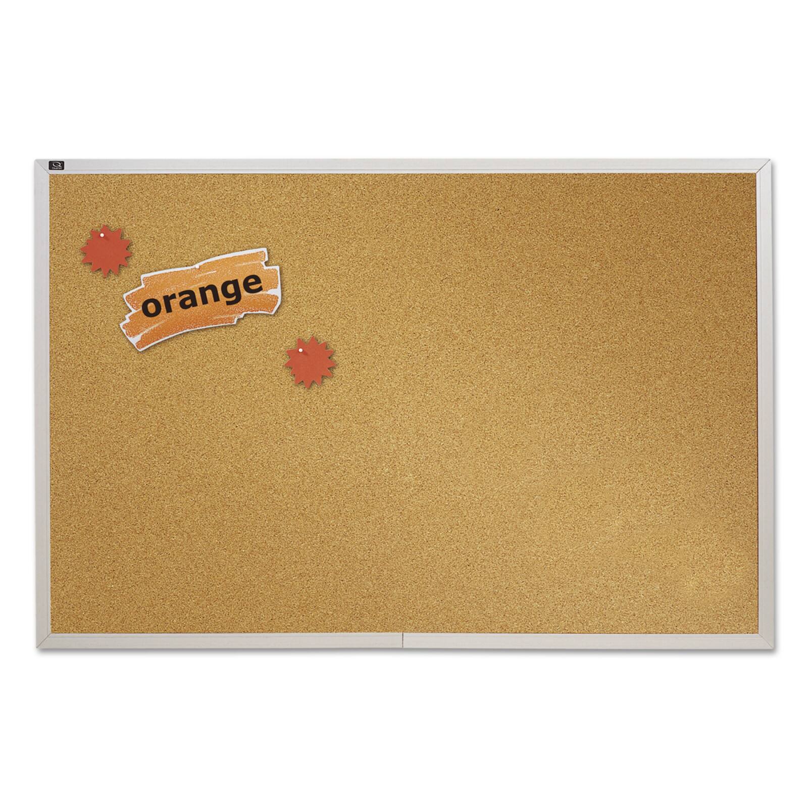 Quartet® Anodized Aluminum Frame Natural Cork Bulletin Board