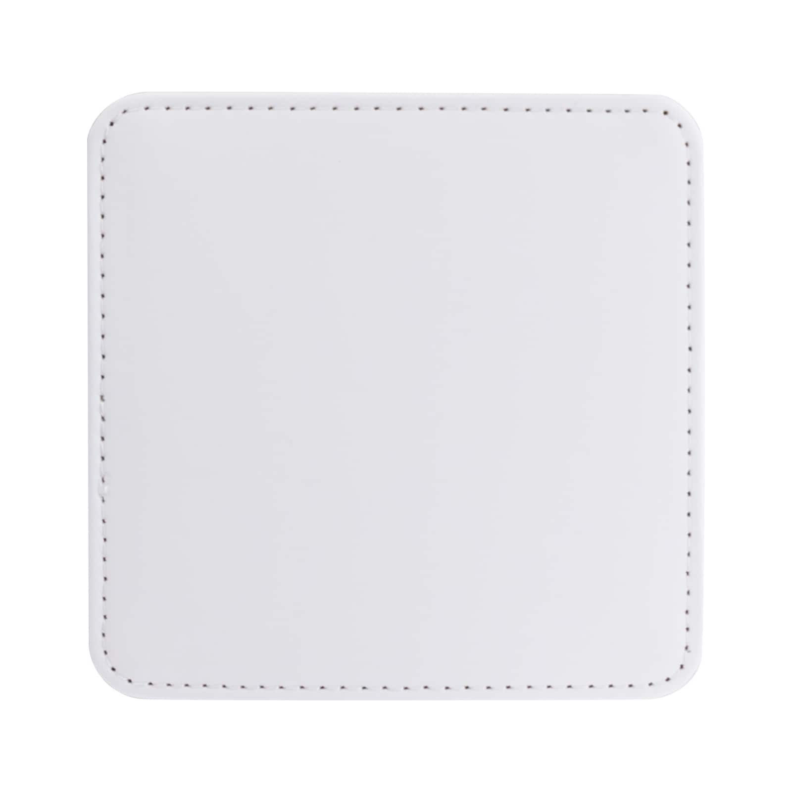 Craft Express White Coaster PU Leather Square 3.93&#x22; x 3.93&#x22;, 4ct.