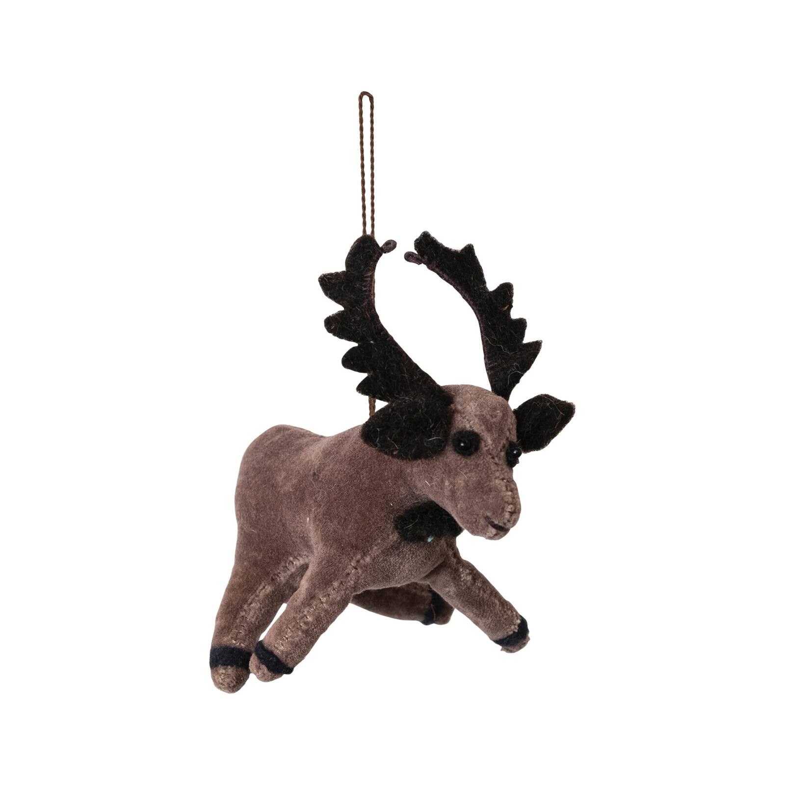 Hello Honey&#xAE; 6&#x22; Brown Velvet Moose Ornament