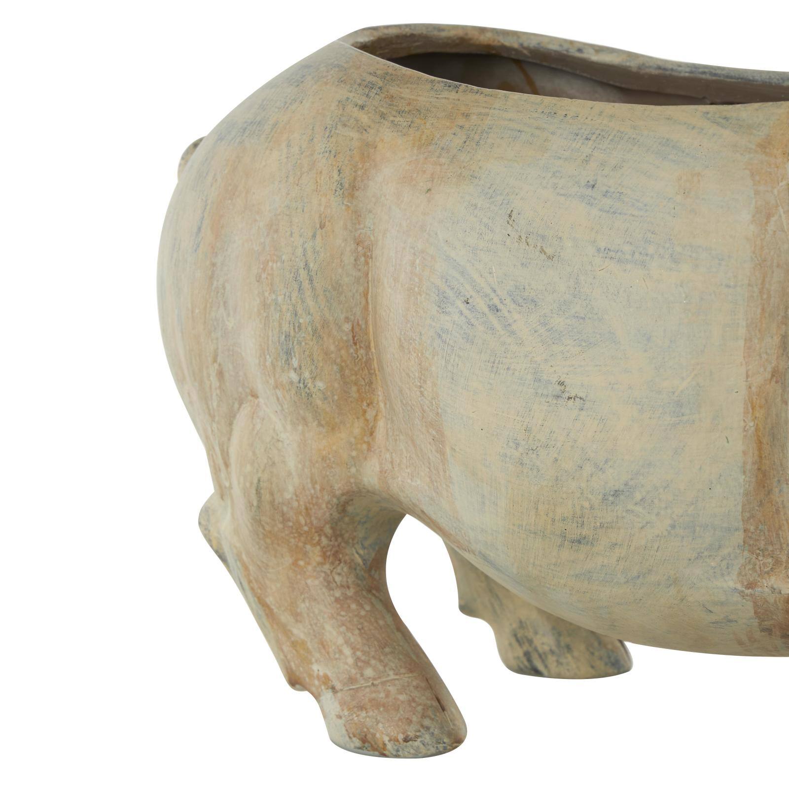 16&#x22; Distressed Light Brown Pig Planter