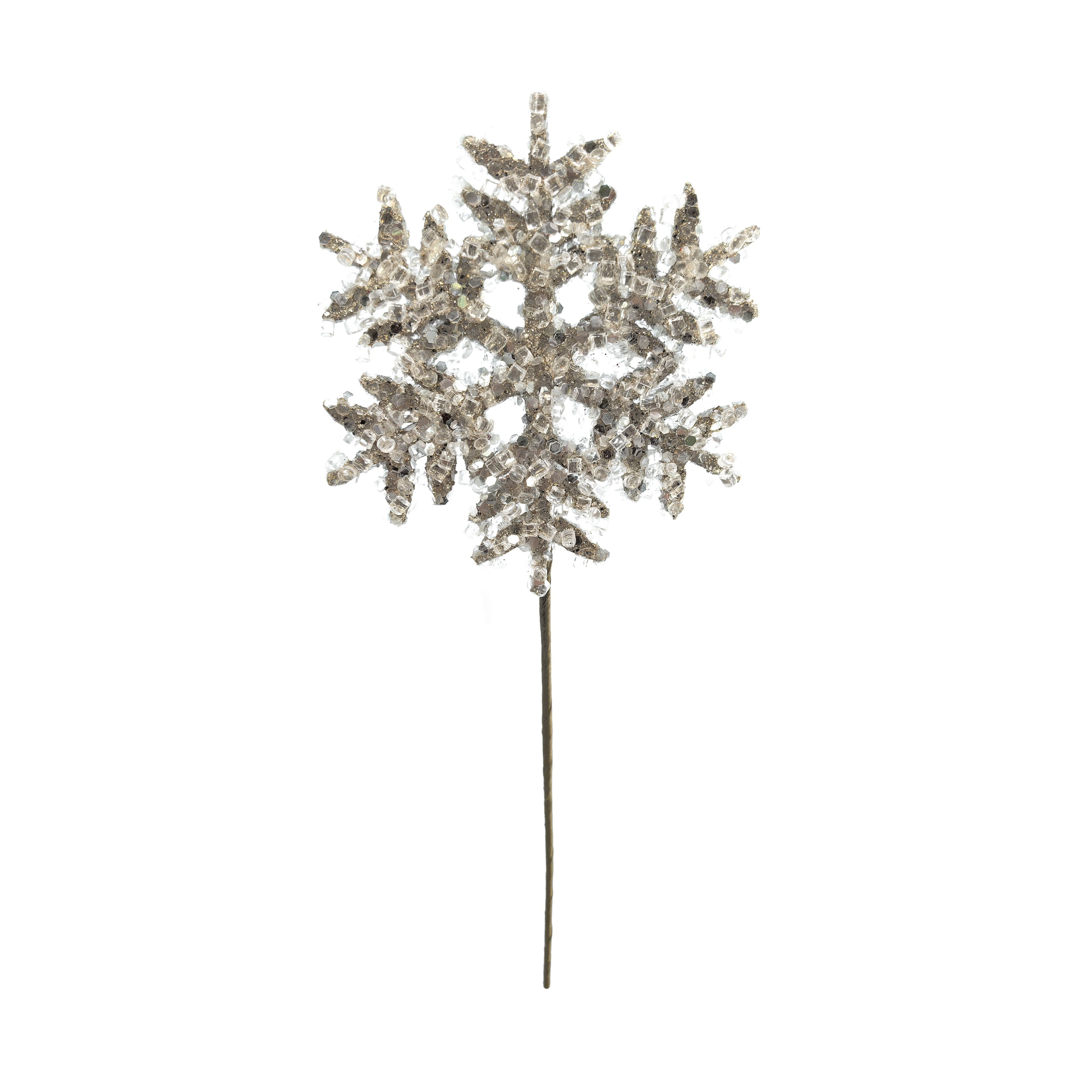 12" Champagne Beaded Glitter Snowflake Pick by Ashland®
