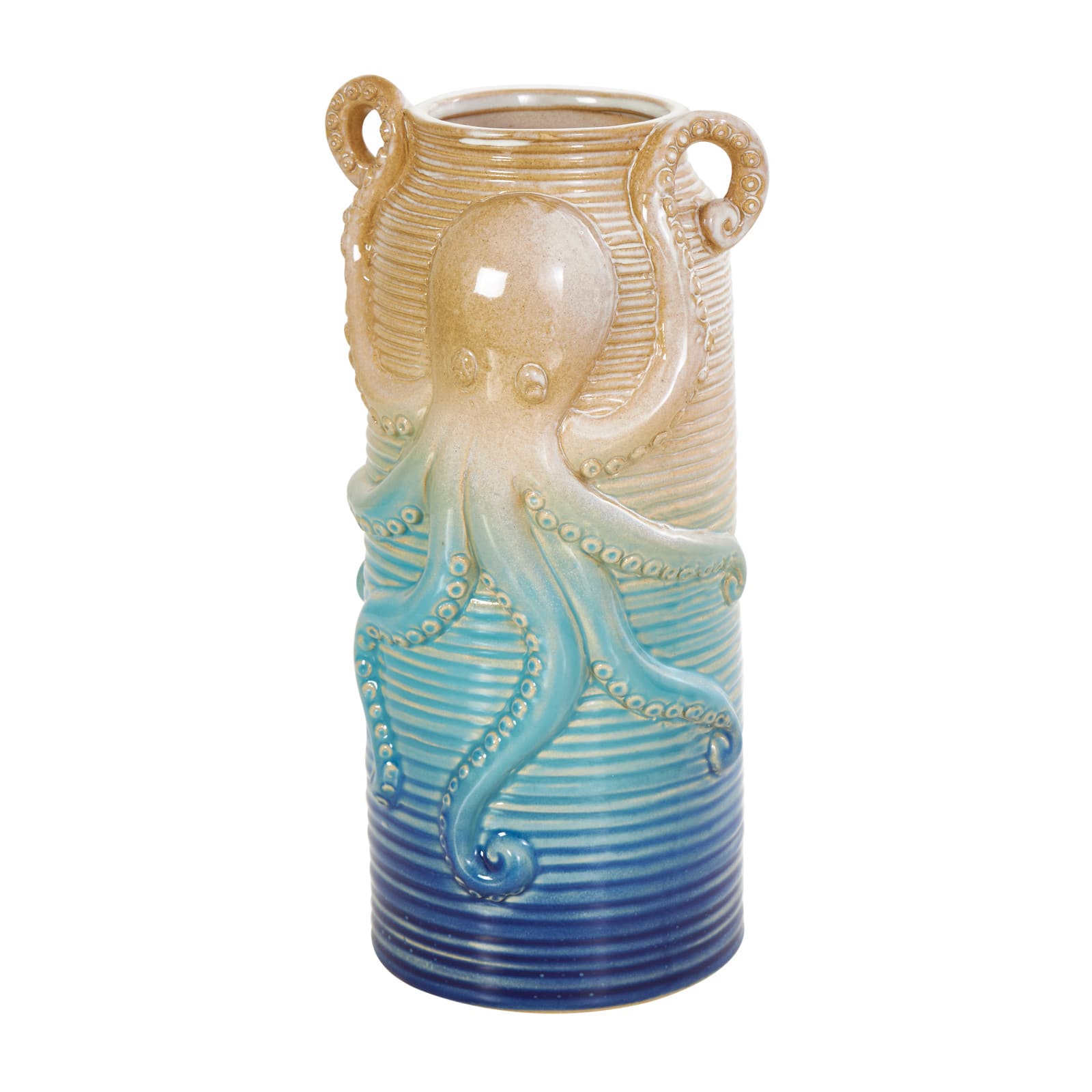 Blue Ombre Ceramic Octopus Vase Set