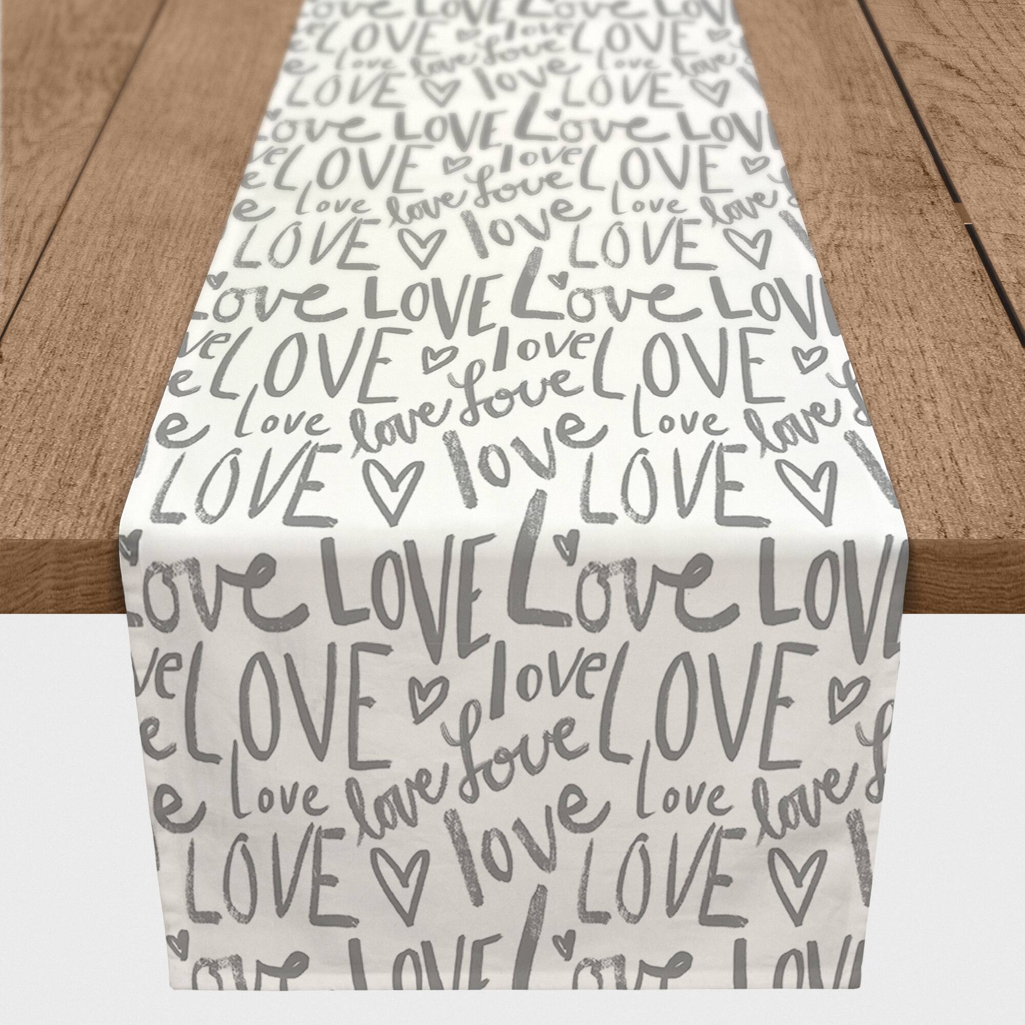 Love Typography 16" x 72" Cotton Twill Runner