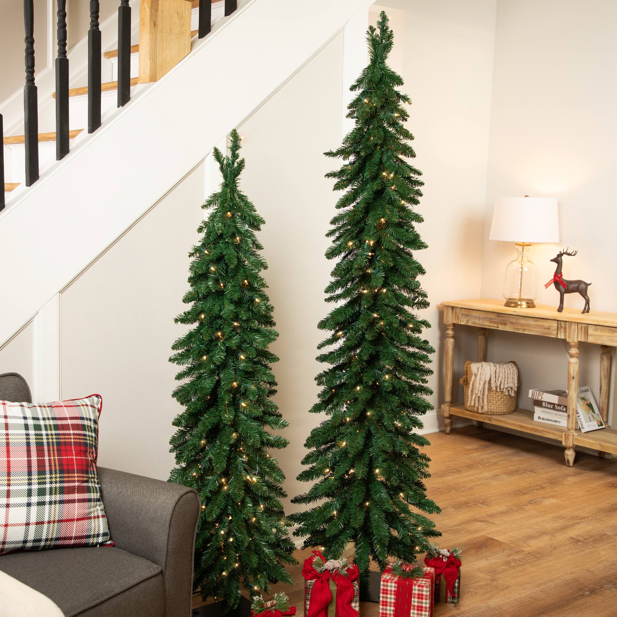 5ft. Pre-Lit Pencil Alpine Artificial Christmas Tree, Clear Lights