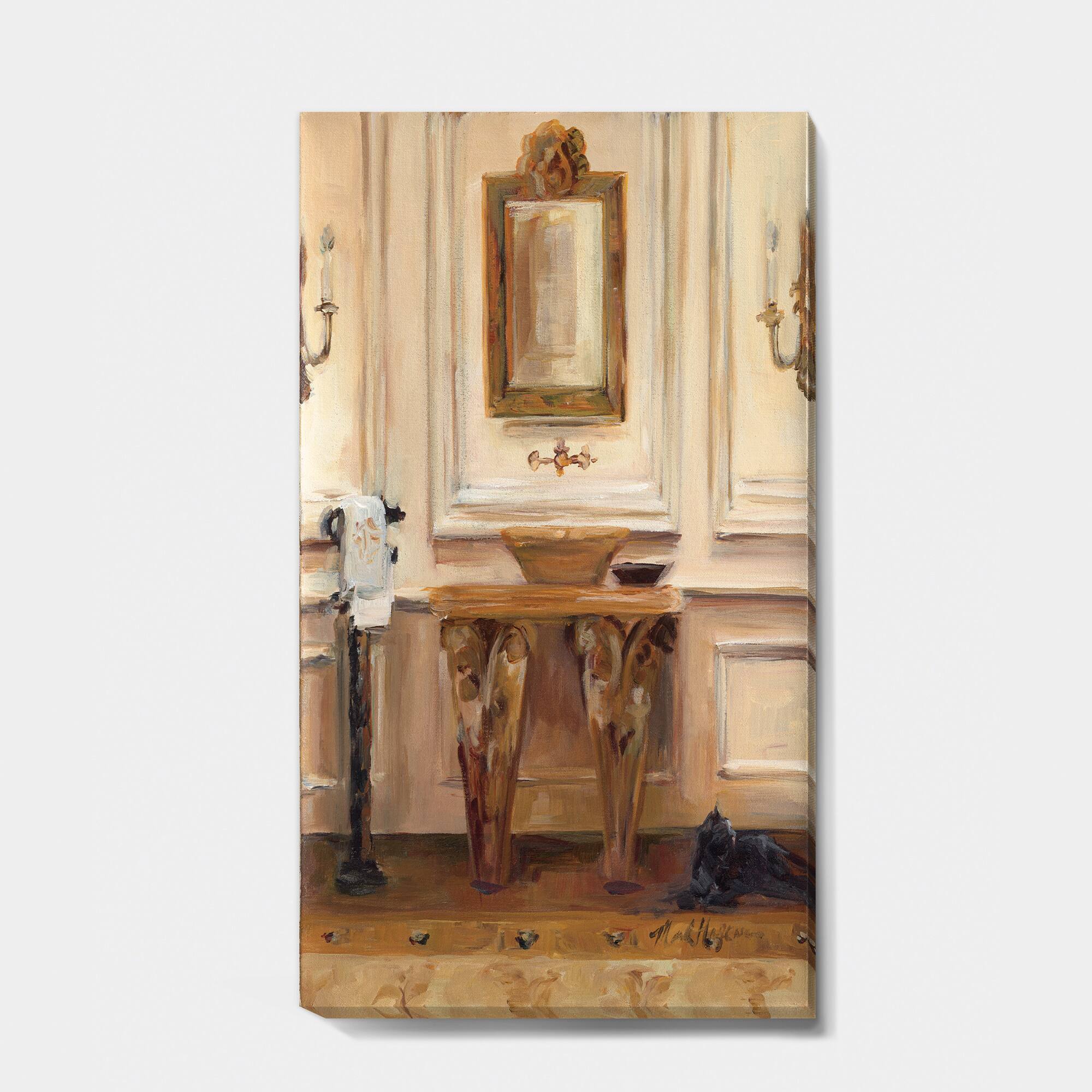 Designart - Vintage Paris Bathroom Painting - Traditional Bathroom Canvas Art