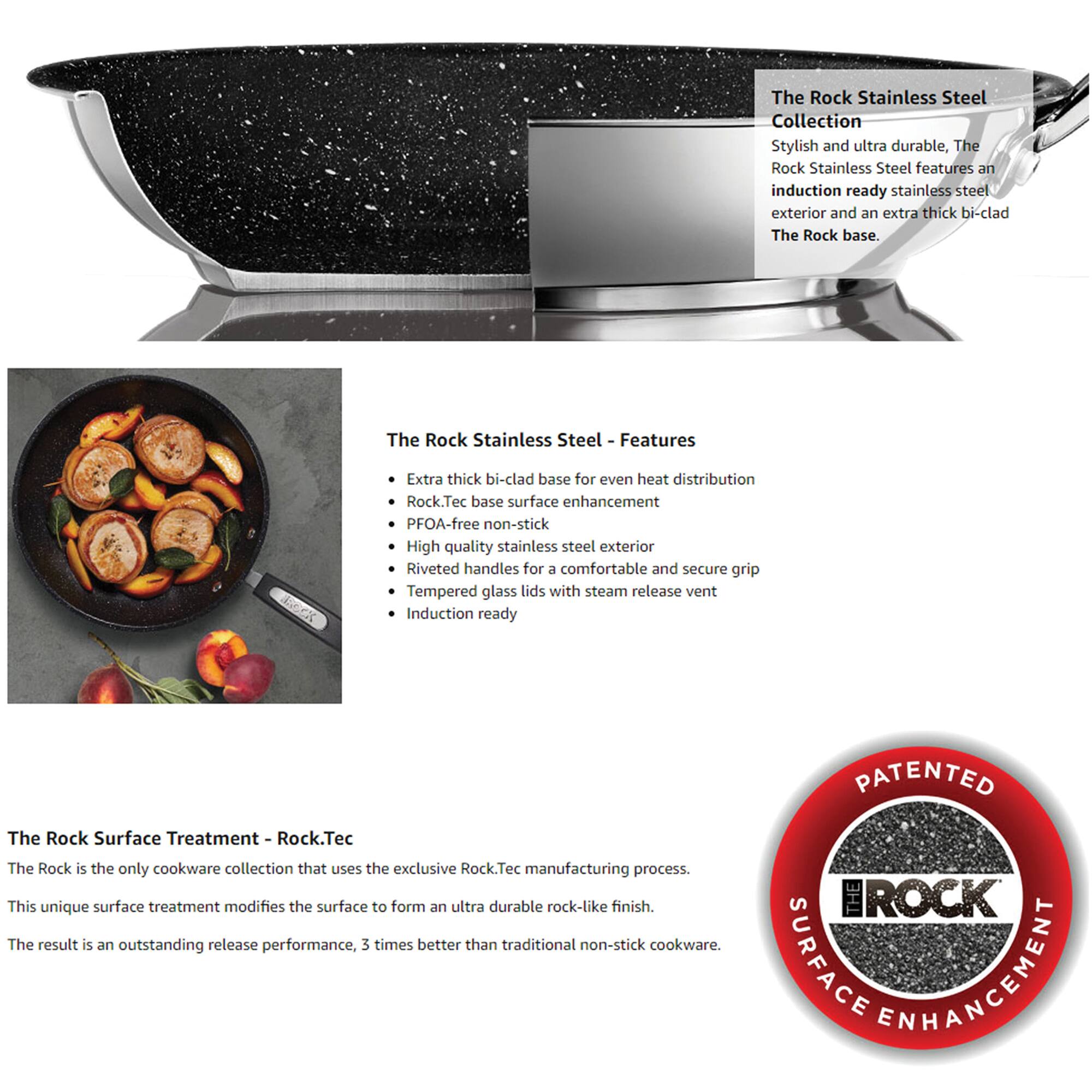 The Rock&#xAE; by Starfrit&#xAE; 12&#x22; Stainless Steel Nonstick Fry Pan with Stainless Steel Handle