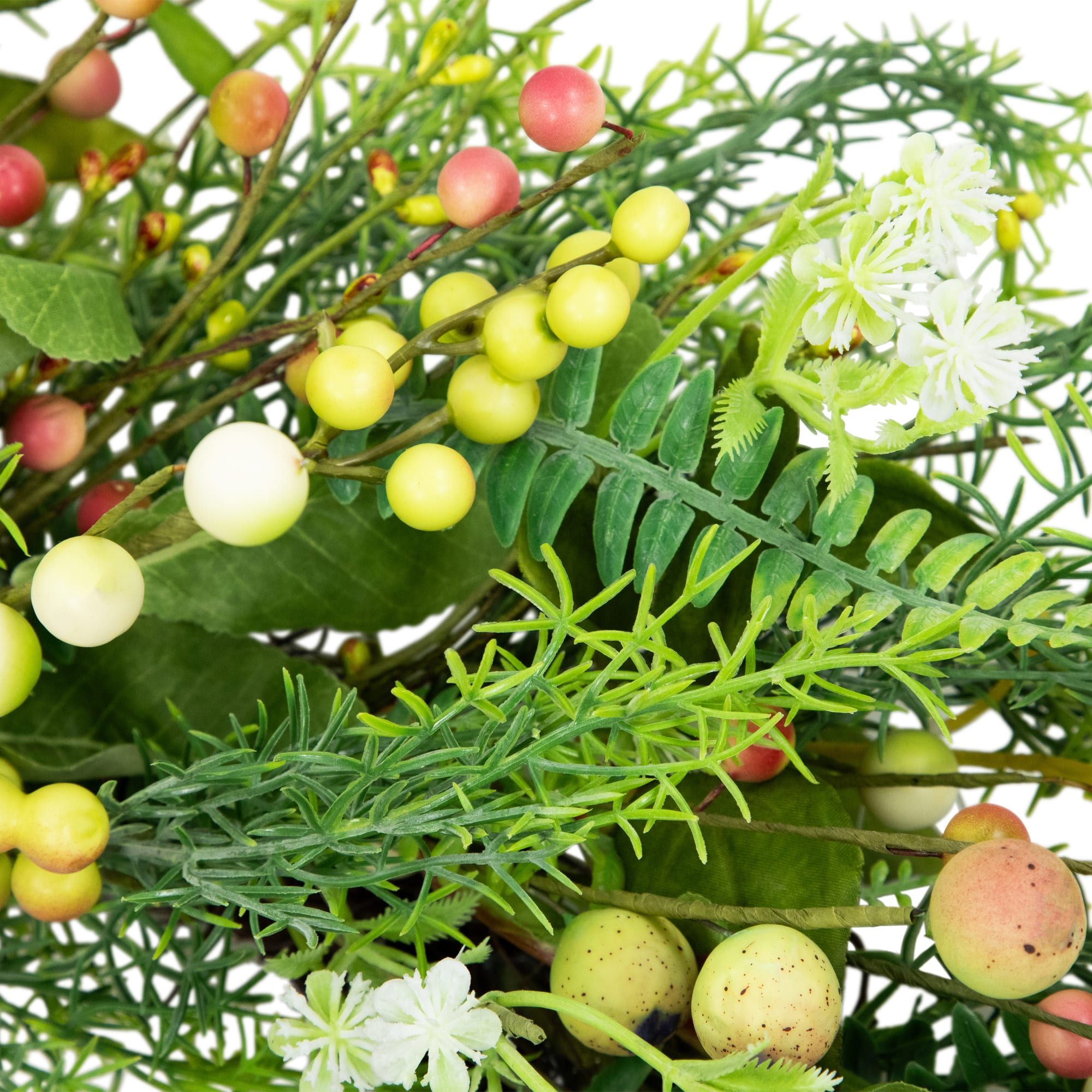 22" Berry & Crabapple Fern Foliage Spring Wreath