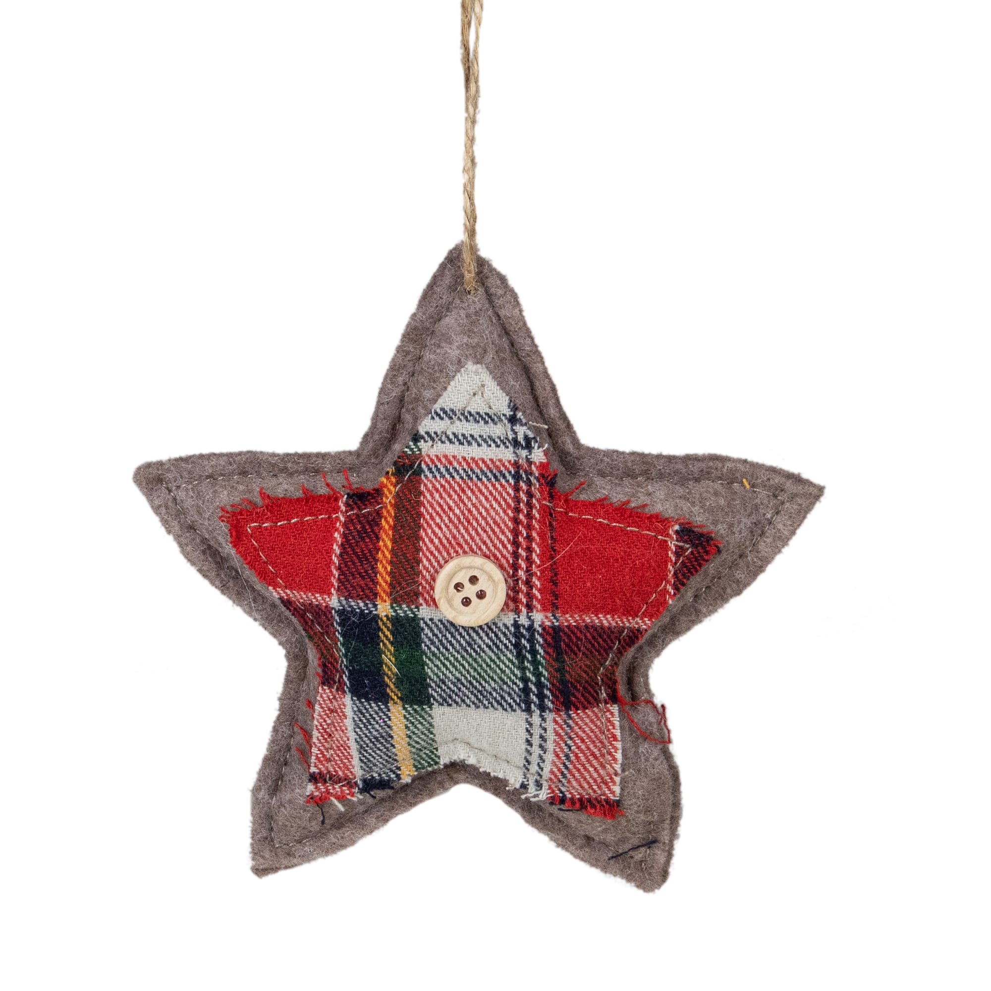 4.5" Plaid Plush Star Ornament