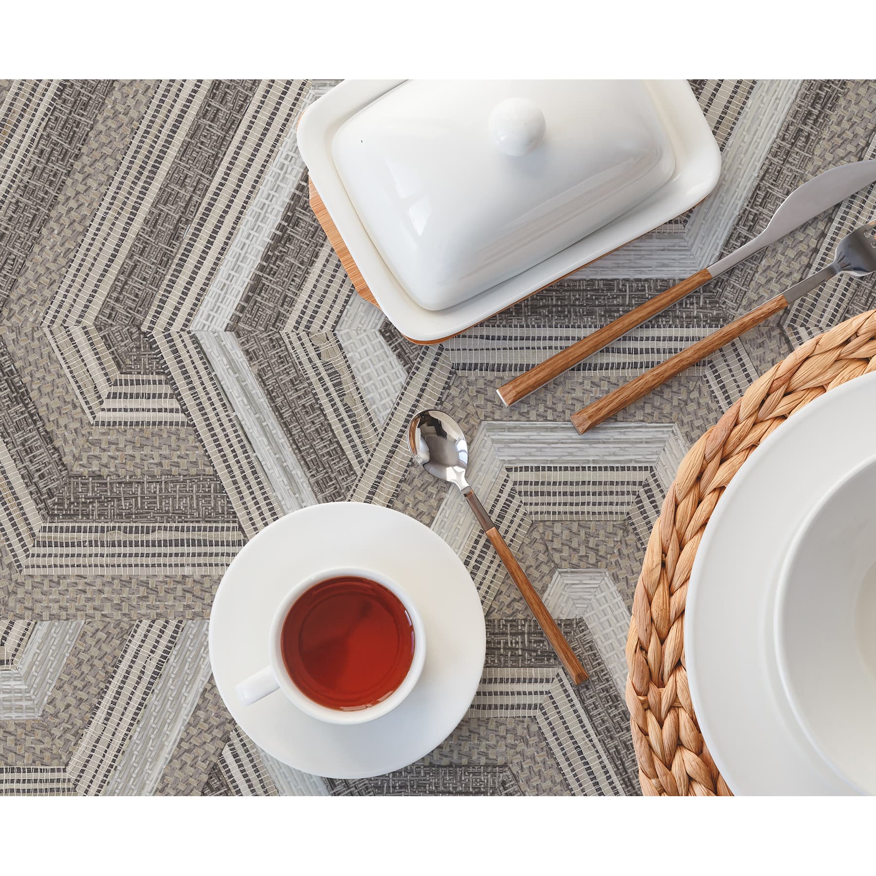 RoomMates Geo Puzzle Faux Grasscloth Peel & Stick Wallpaper