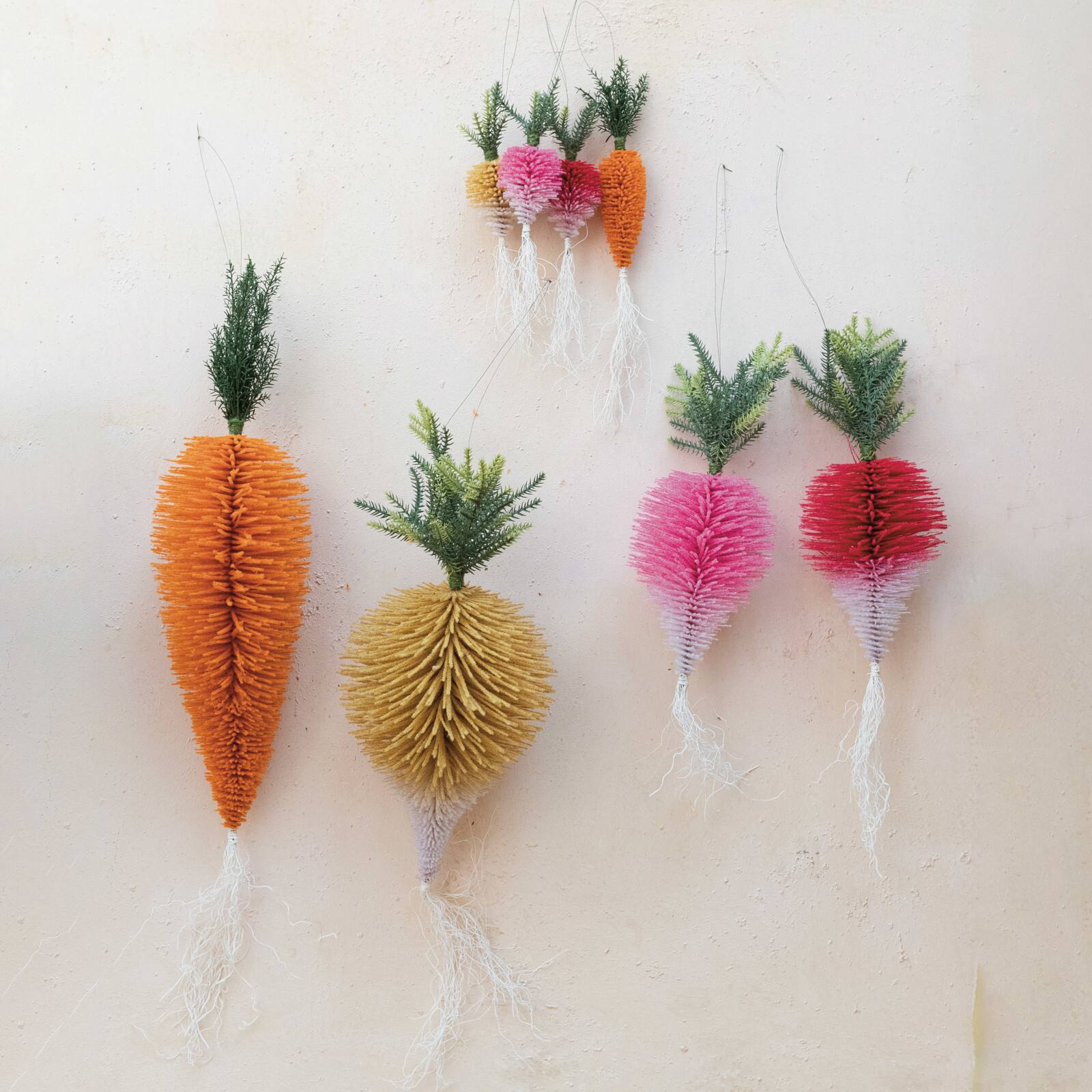 Hello Honey&#xAE; 35.5&#x22; Cream Flocked Bottle Brush Turnip Ornament