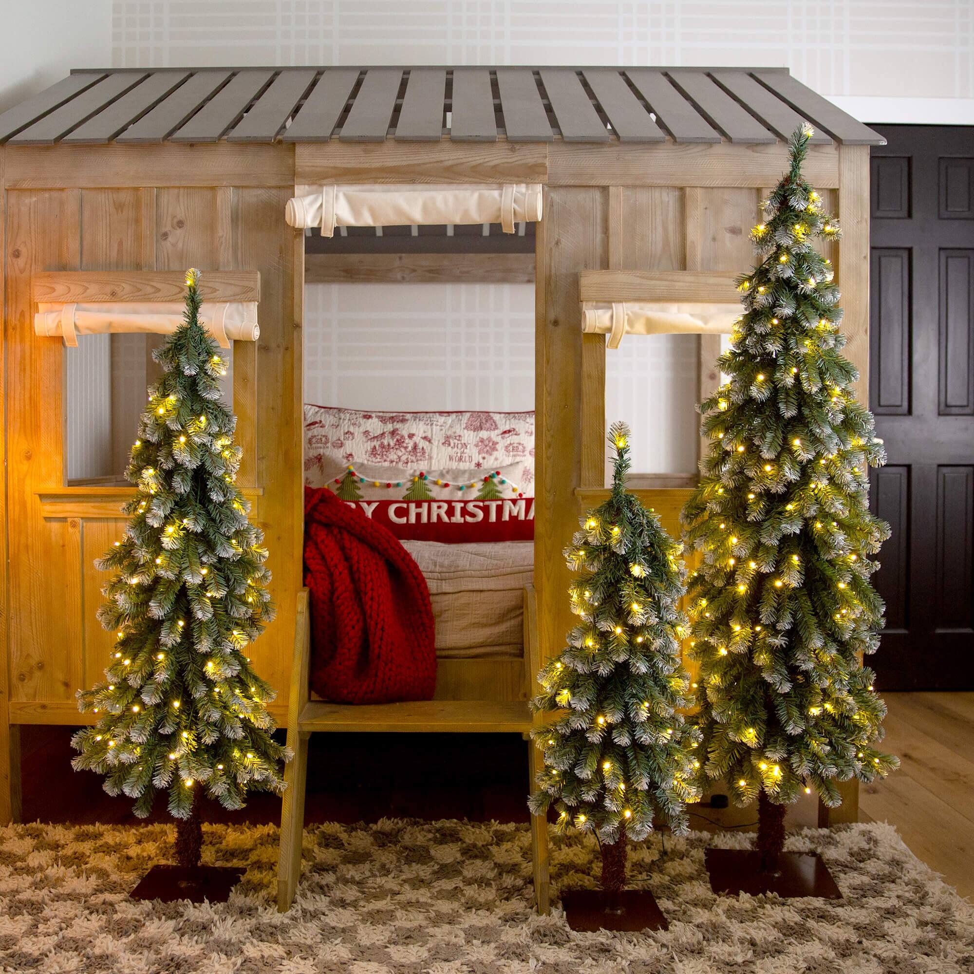 Pre-Lit Frosted Pine Artificial Christmas Tree Set