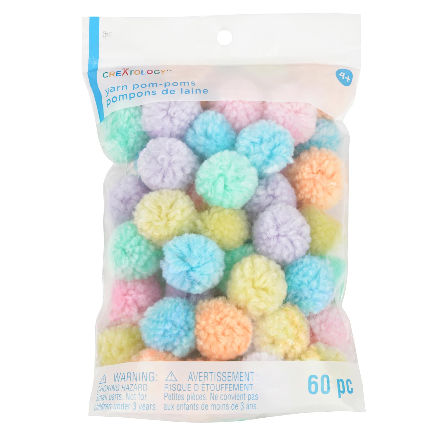 12 Packs: 60 ct. (720 total) Pastel Yarn Pom Poms by Creatology™
