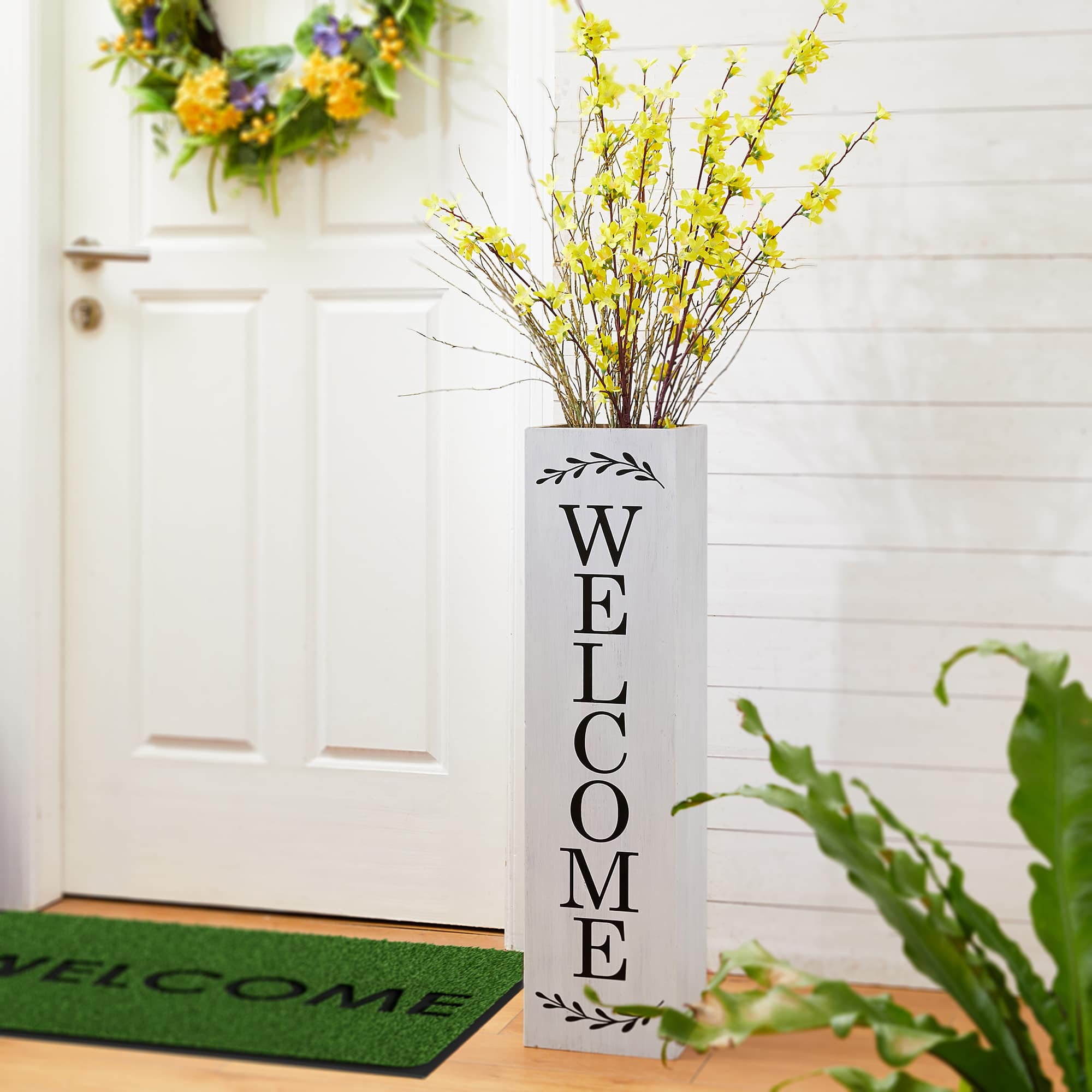 Glitzhome® 30" Double Sided Solid White Boxed Welcome Porch Sign