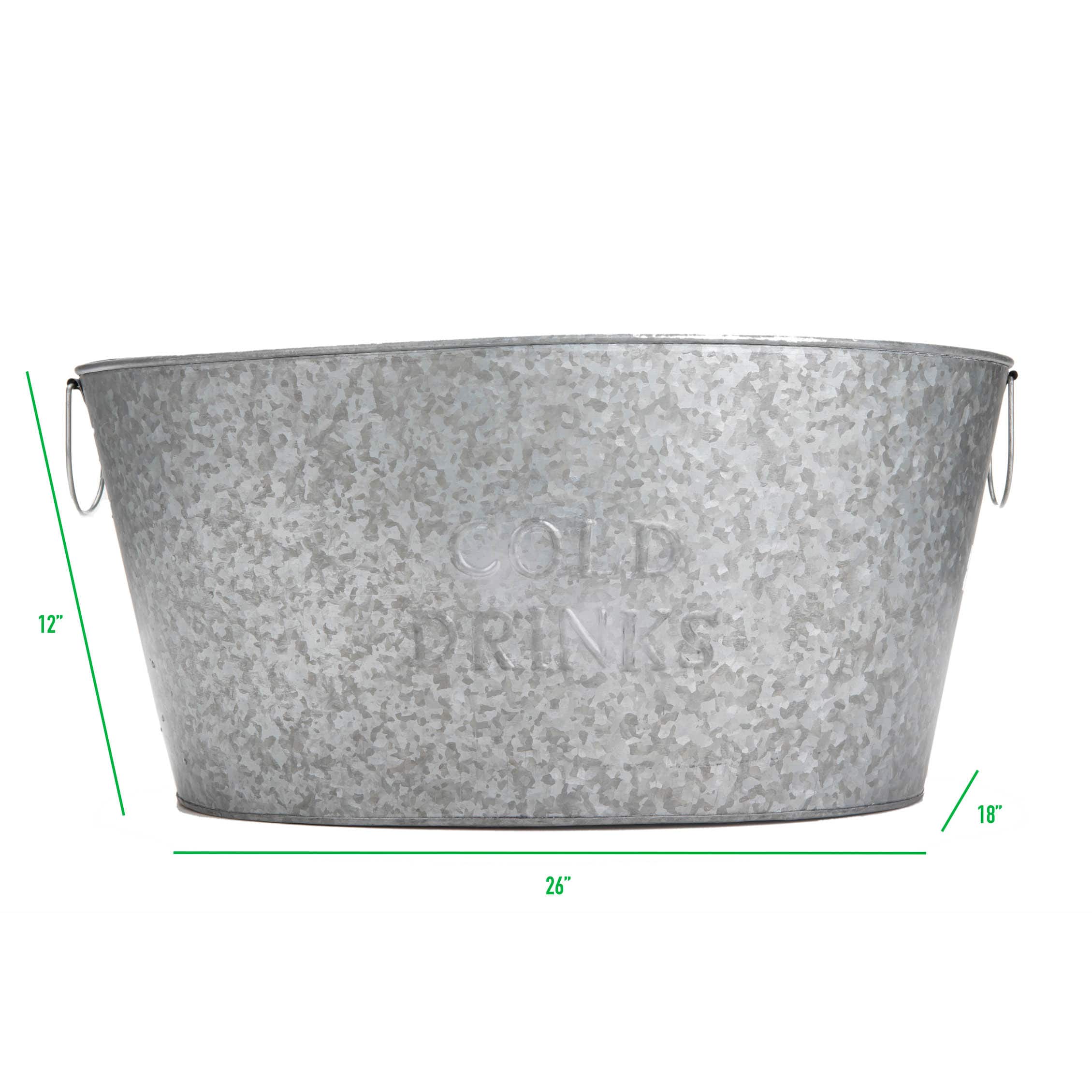 Mind Reader 12&#x27;&#x27; Large Round Galvanized Steel Beverage Tub with Handles