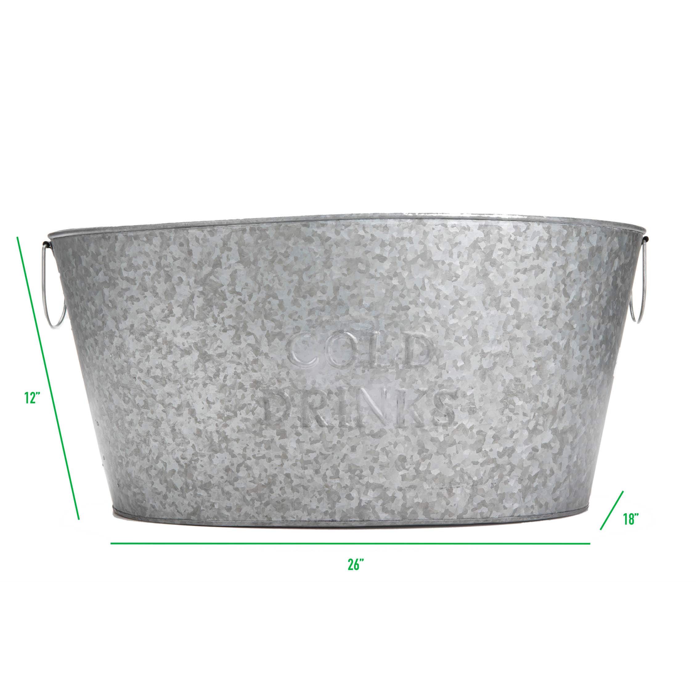 Mind Reader 12'' Large Round Galvanized Steel Beverage Tub with Handles